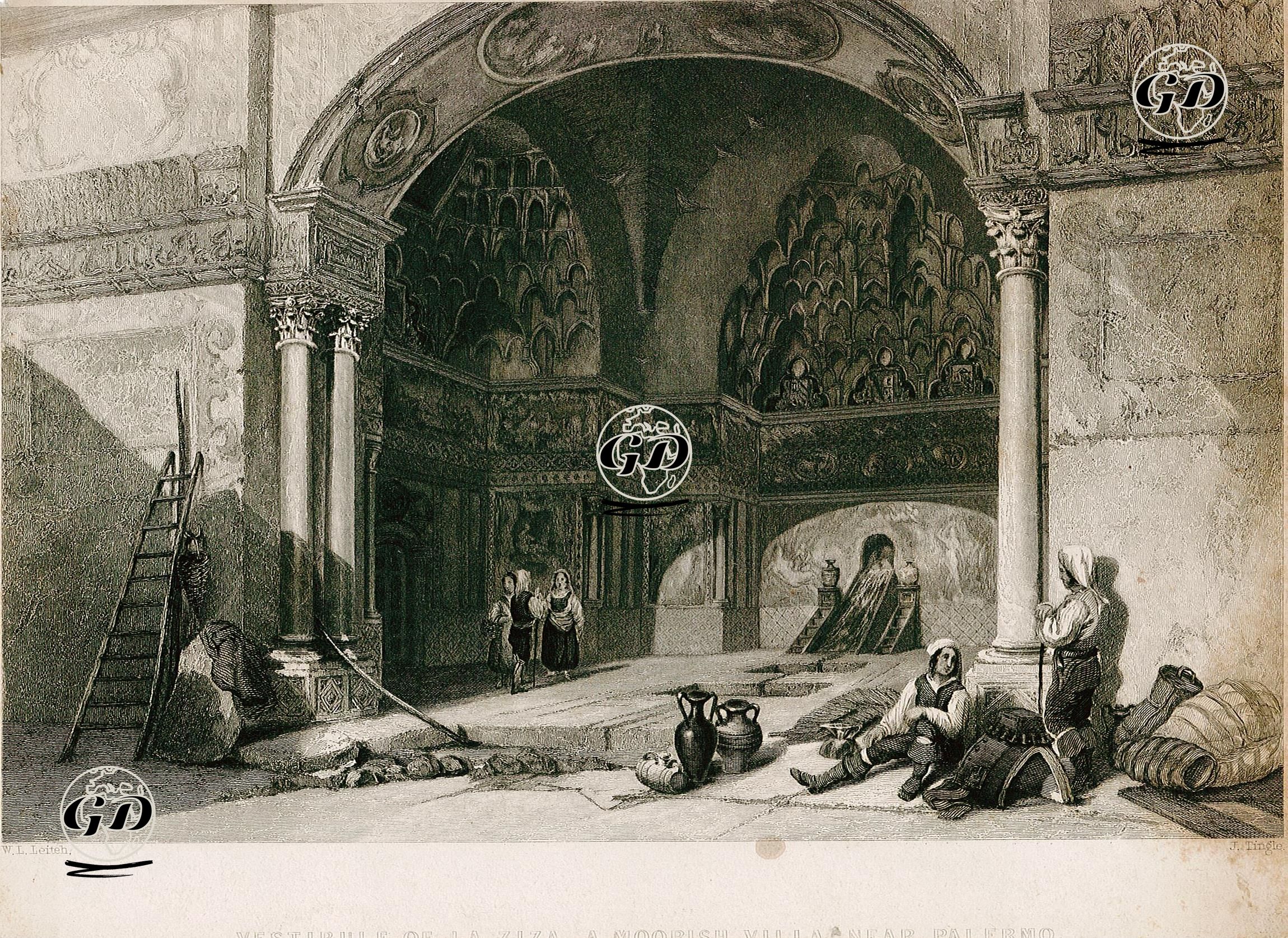 Zisa Kalesinin Girişi, Palermo, Sicilya - William Leighton Leitch (1804-1883) - 1841