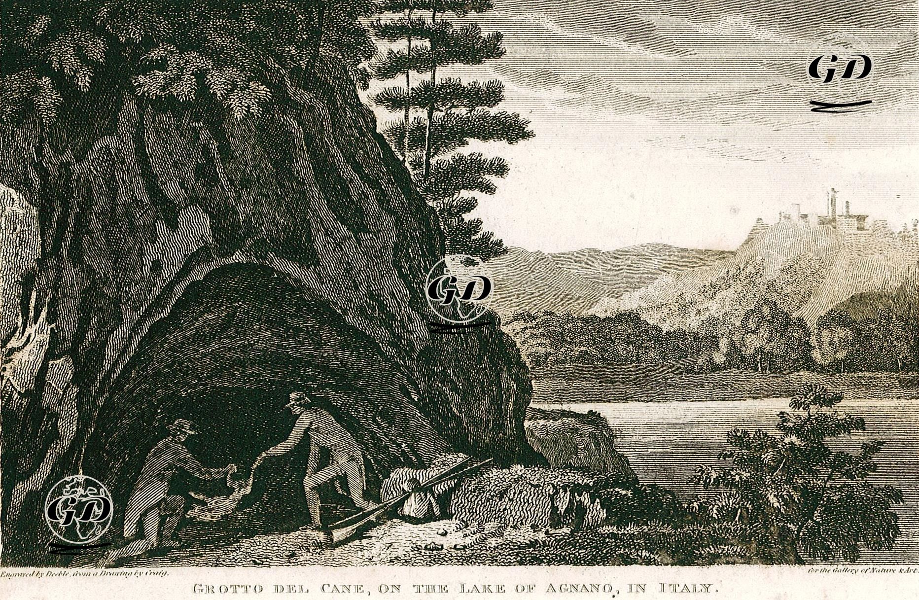 Agnano Gölündeki Köpek Mağarası, İtalya - William Marshall Craig (1765-1834) - 1813