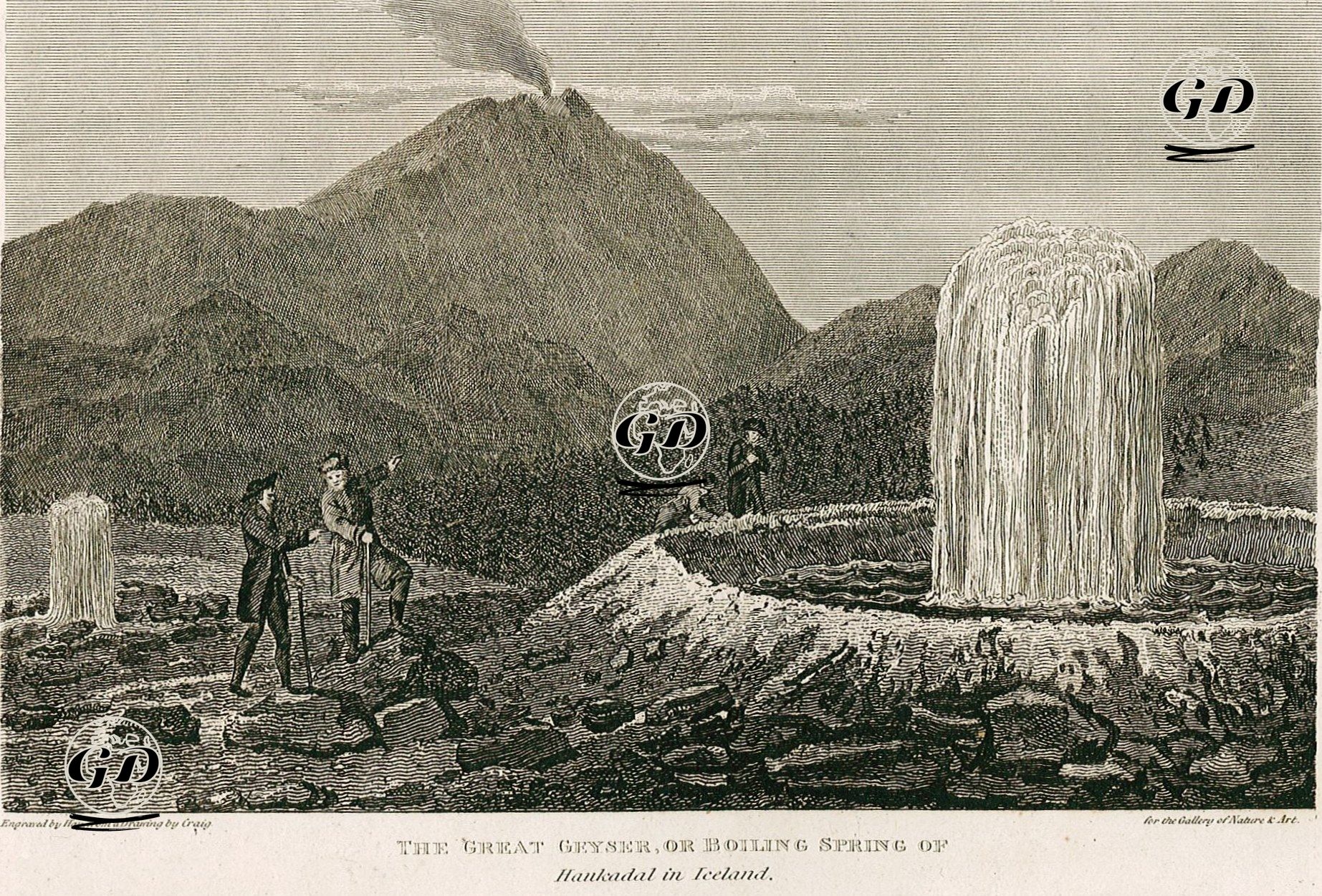 İzlanda'da Haukadalur Vadisinde Sıcak Su Kaynakları  - William Marshall Craig (1765-1834) - 1813