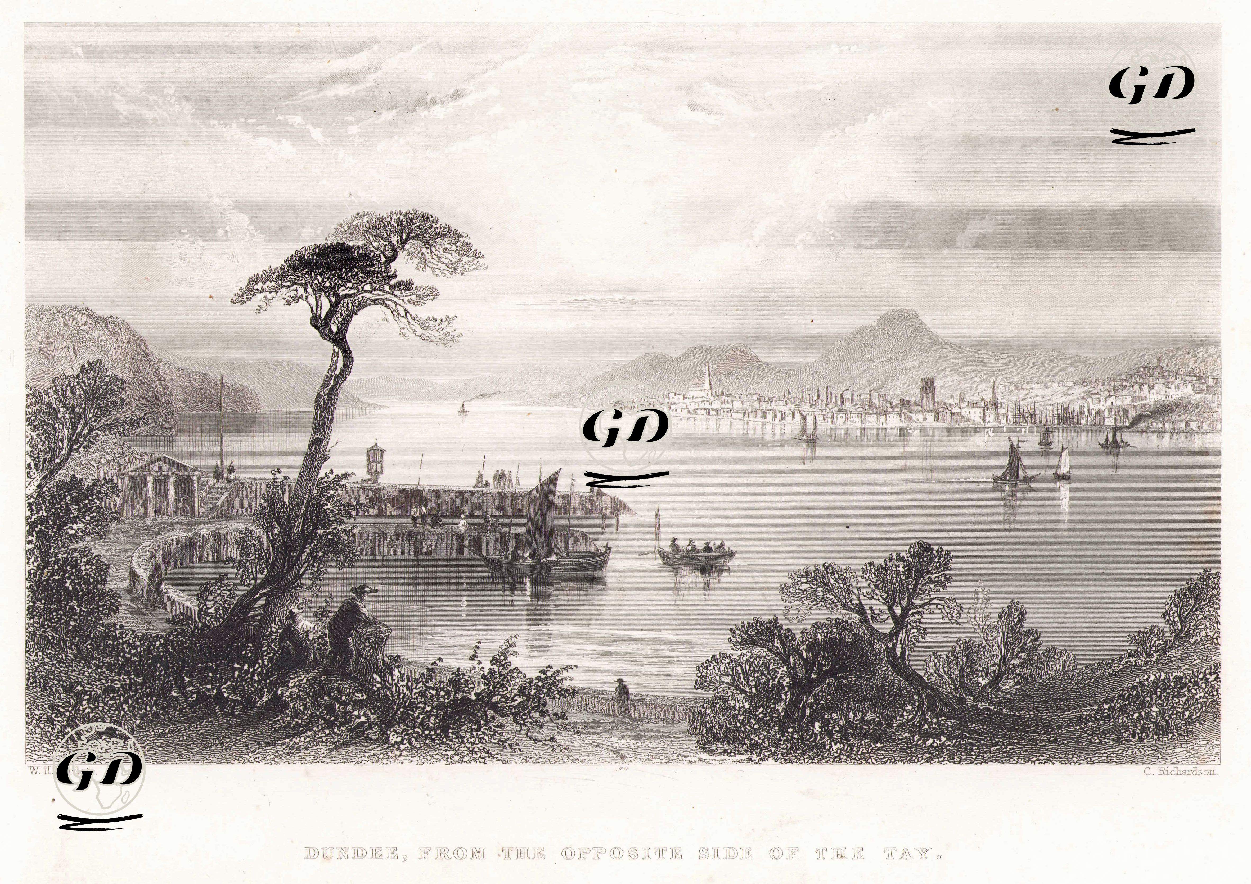 Tay Nehrinin Karşı Tarafından Dundee - William Henry Bartlett (1809-1854) - 1841