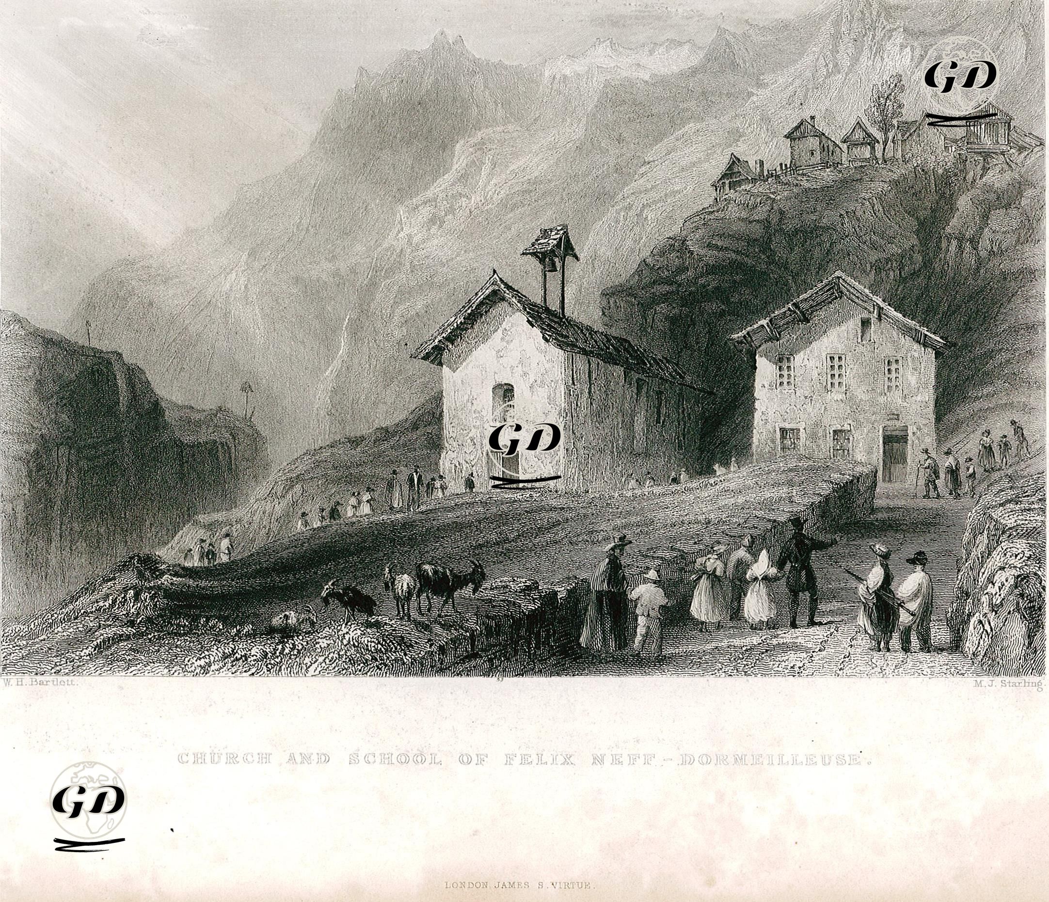 Church And School Of Felix Neff, Dormeilleuse - William Henry Bartlett (1809-1854) - 1838