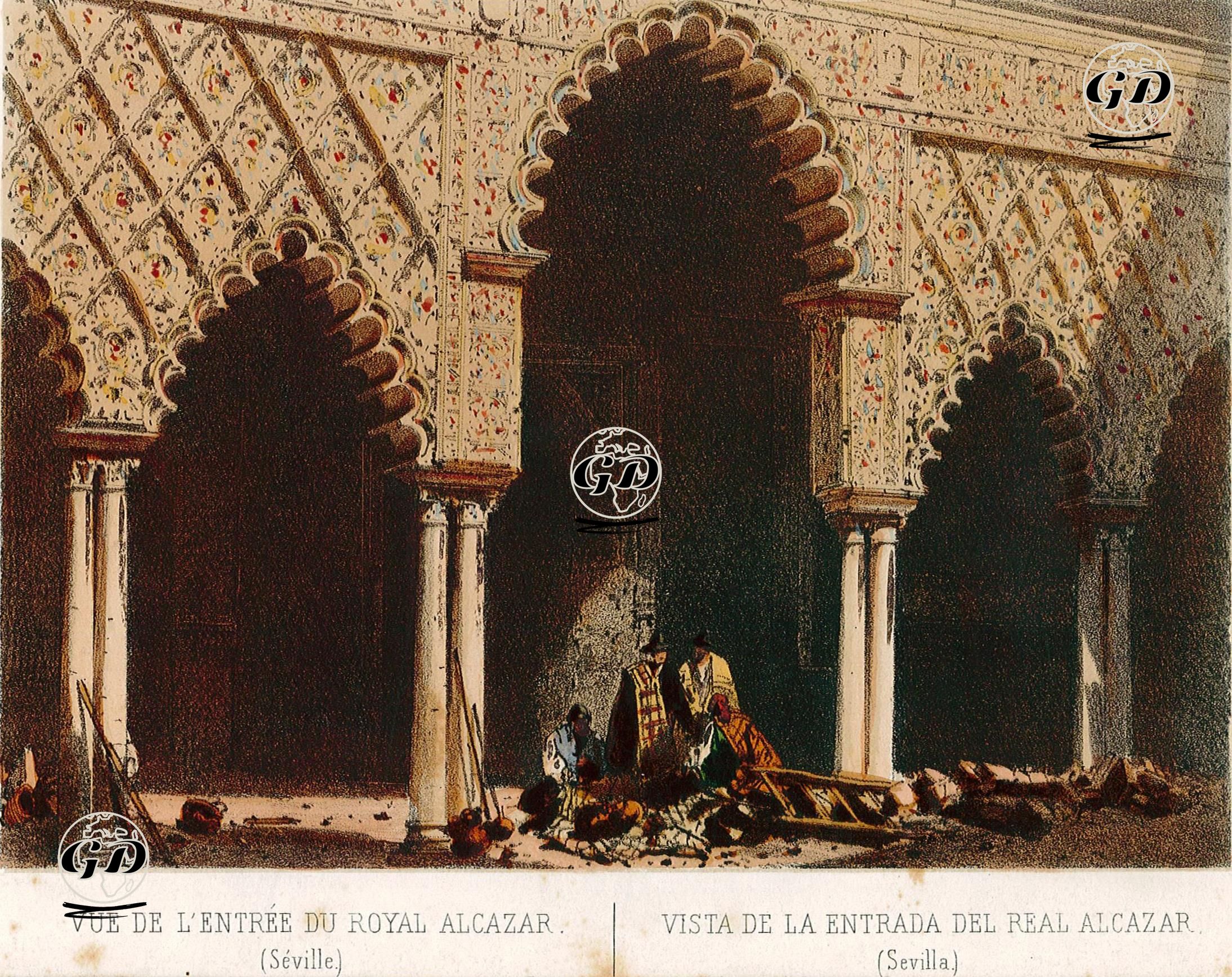 Alcazar Sarayının Girişi, Sevilla -  - 1800's