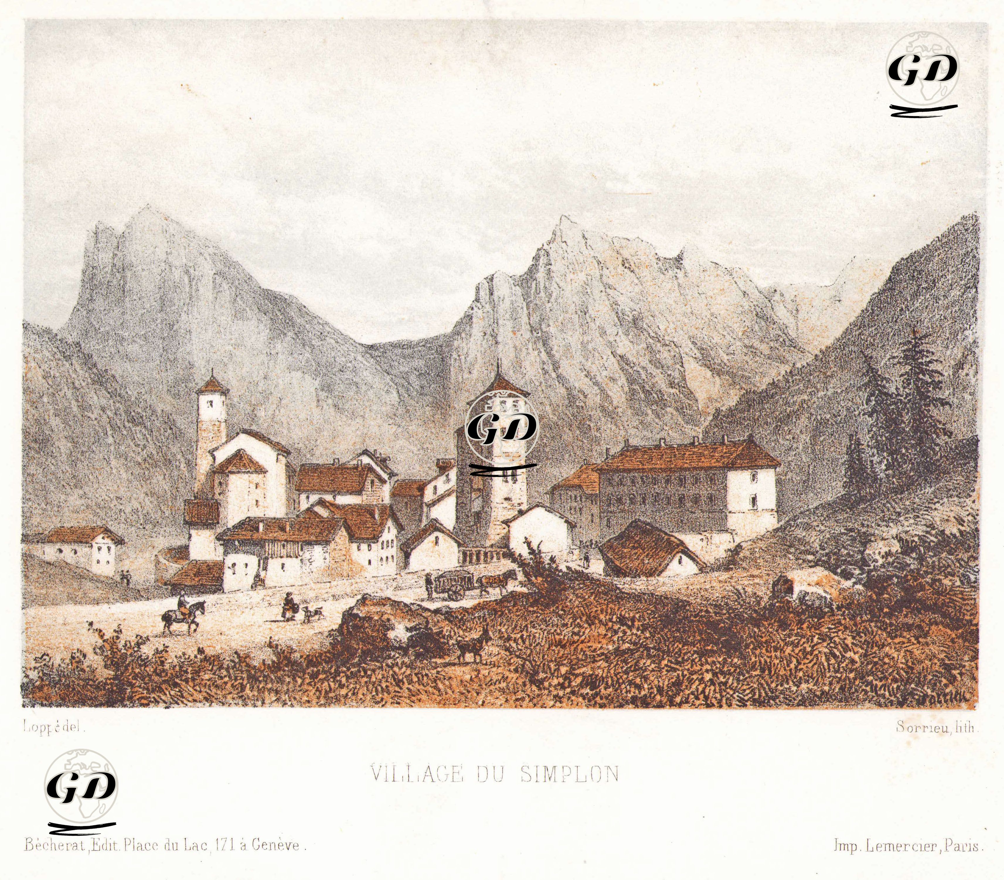 Simplon Köyü - Gabriel Loppe (1825-1913) - 1863