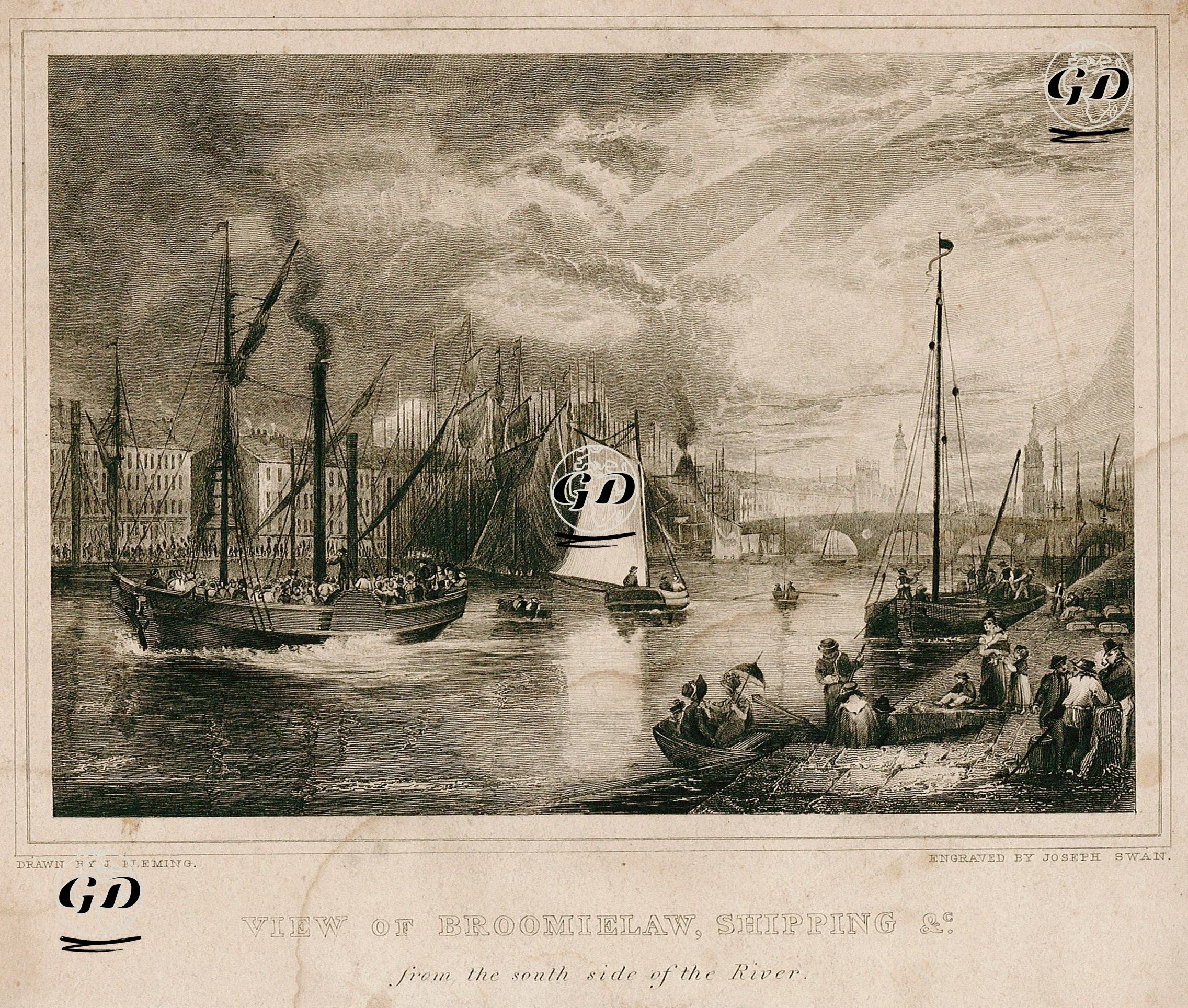 Clyde Nehrinin Güney Tarafından  Broomielaw'ın Görüntüsü - John Fleming (1792-1845) - 1840's