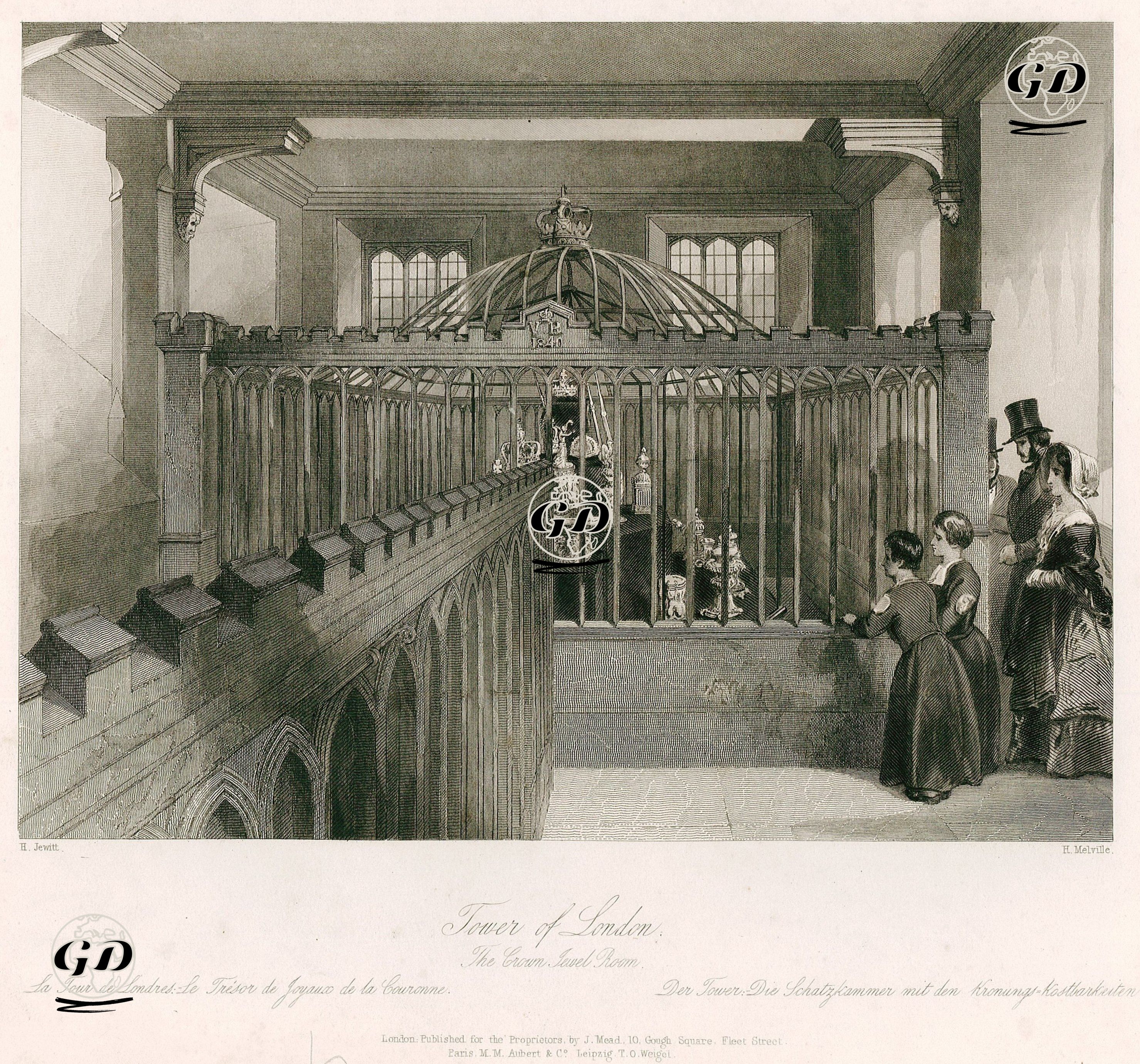 Taç Mücevherleri Odası, Londra Kulesi - H.Jewitt - 1845