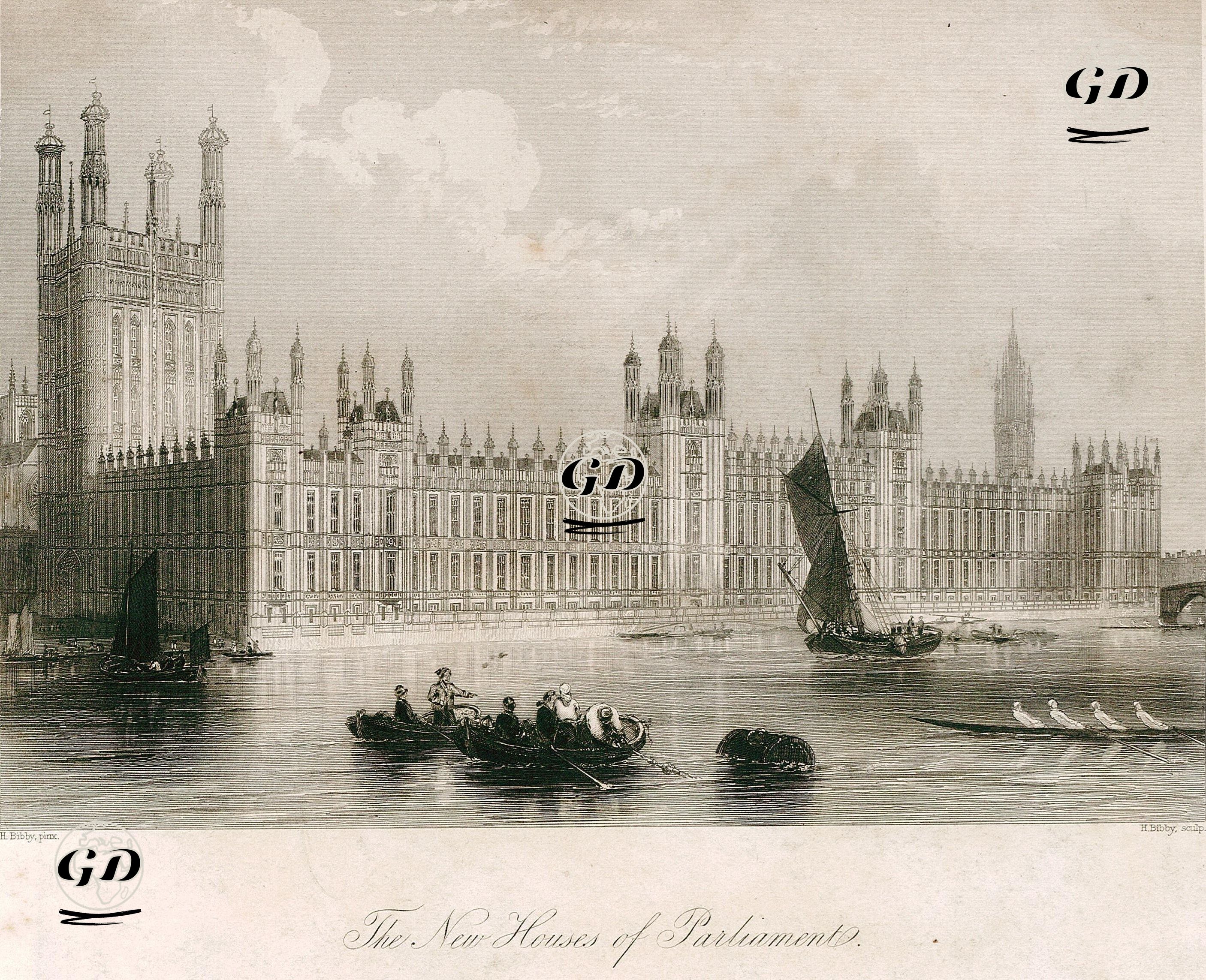 The New Houses Of Parliament  - H.Bibby - 1850