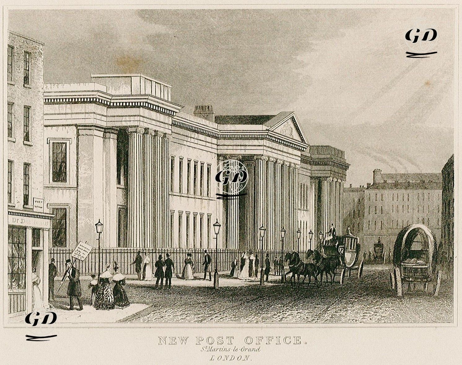 Yeni Postahane Binası, St. Martins Le Grand, Londra -  - 1848