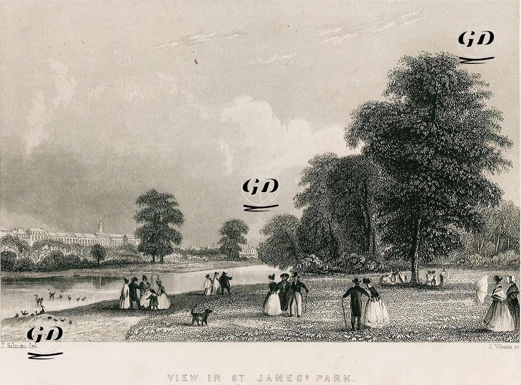 View In St. James' Park  - John Francis Salmon (1808-1886) - 1837