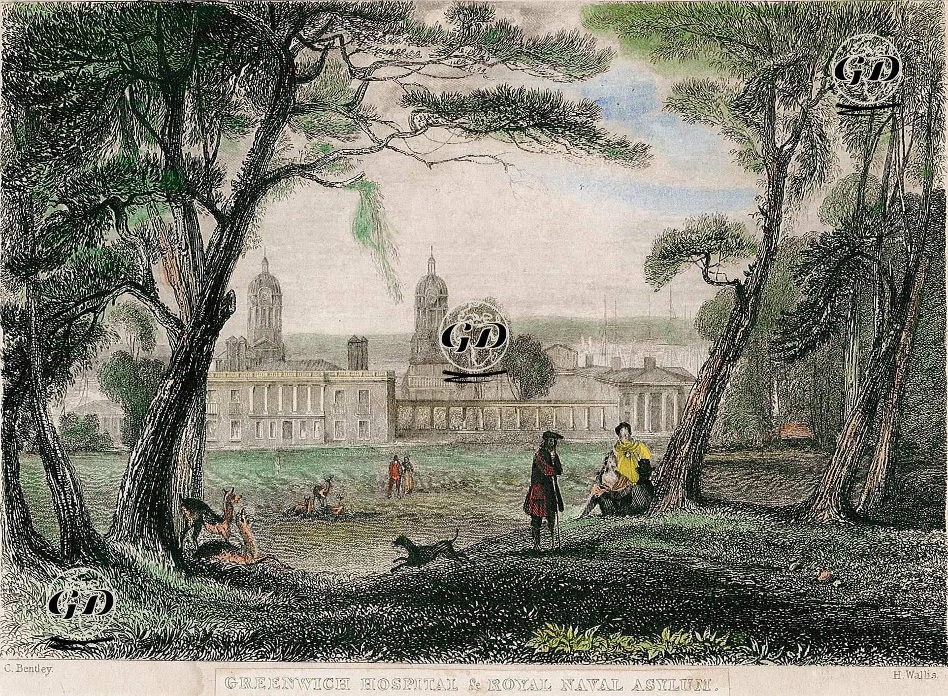 Greenwich Hospital And Royal Naval Asylum  - Charles Bentley (1805-1854) - 1820