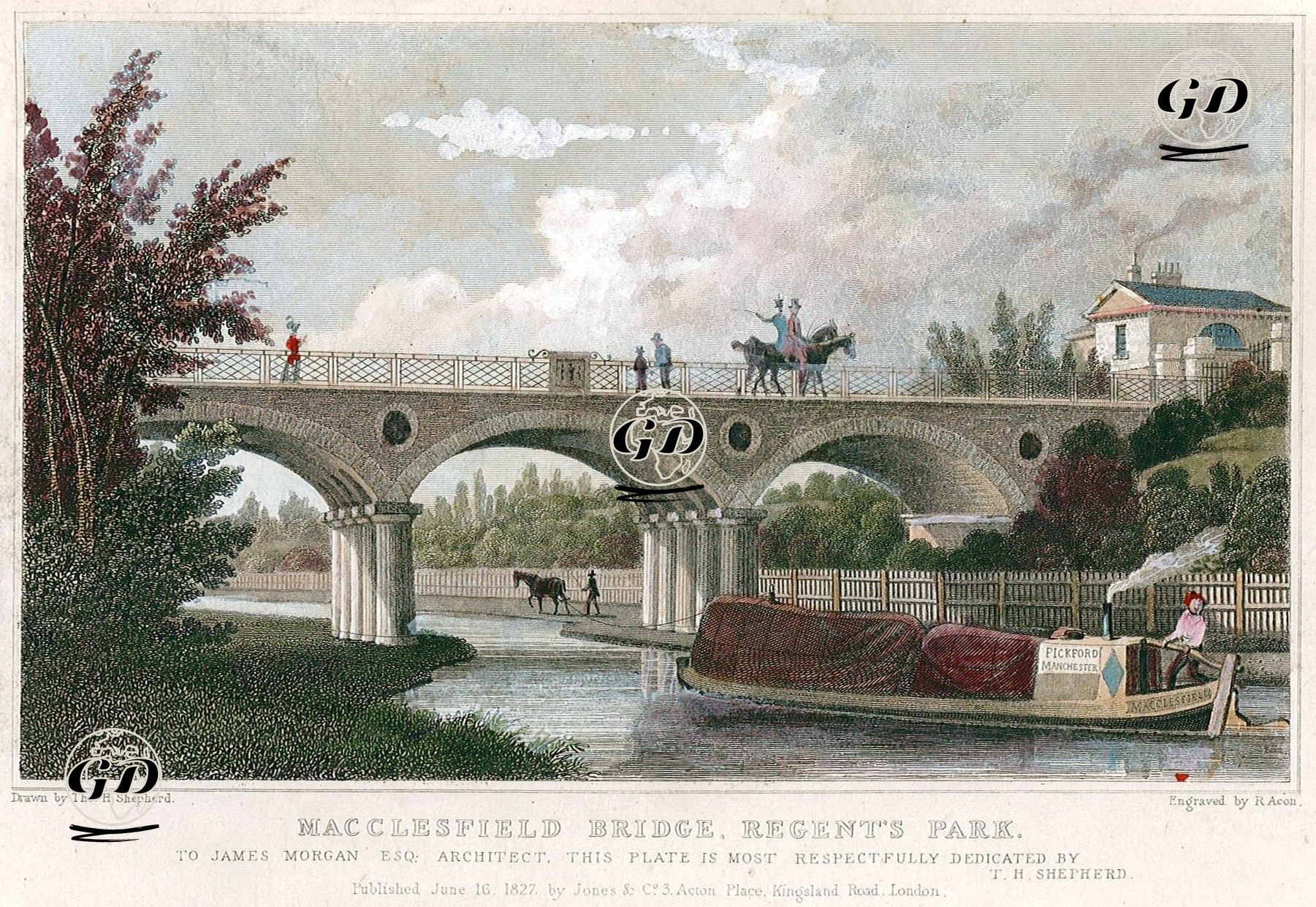 Macclesfield Köprüsü, Regent Park - Thomas Hosmer Shepherd (1792-1864) - 1827