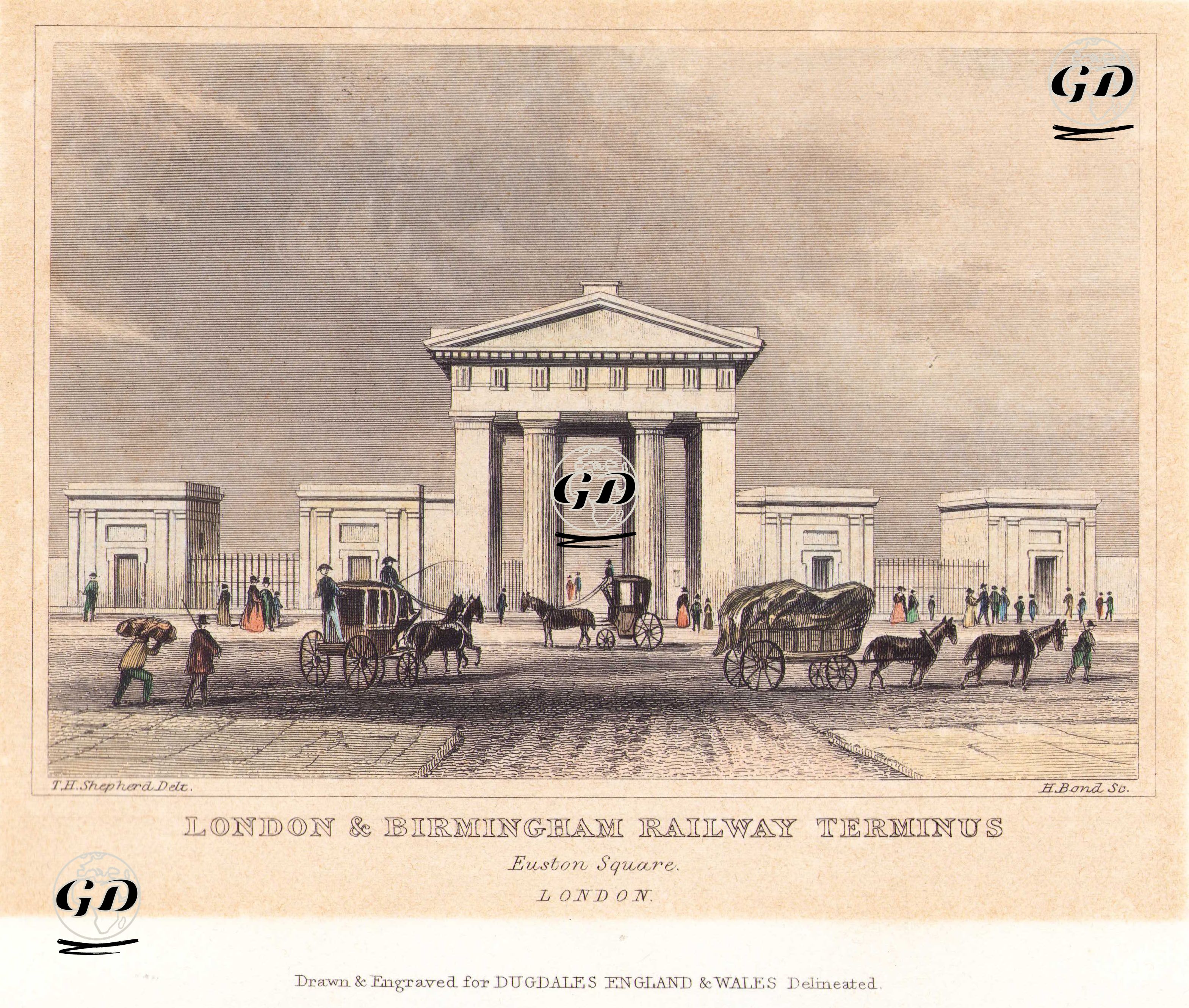 Londra Ve Birmingham Demiryolu İstasyonu, Euston Meydanı, Londra - Thomas Hosmer Shepherd (1792-1864) - 1840