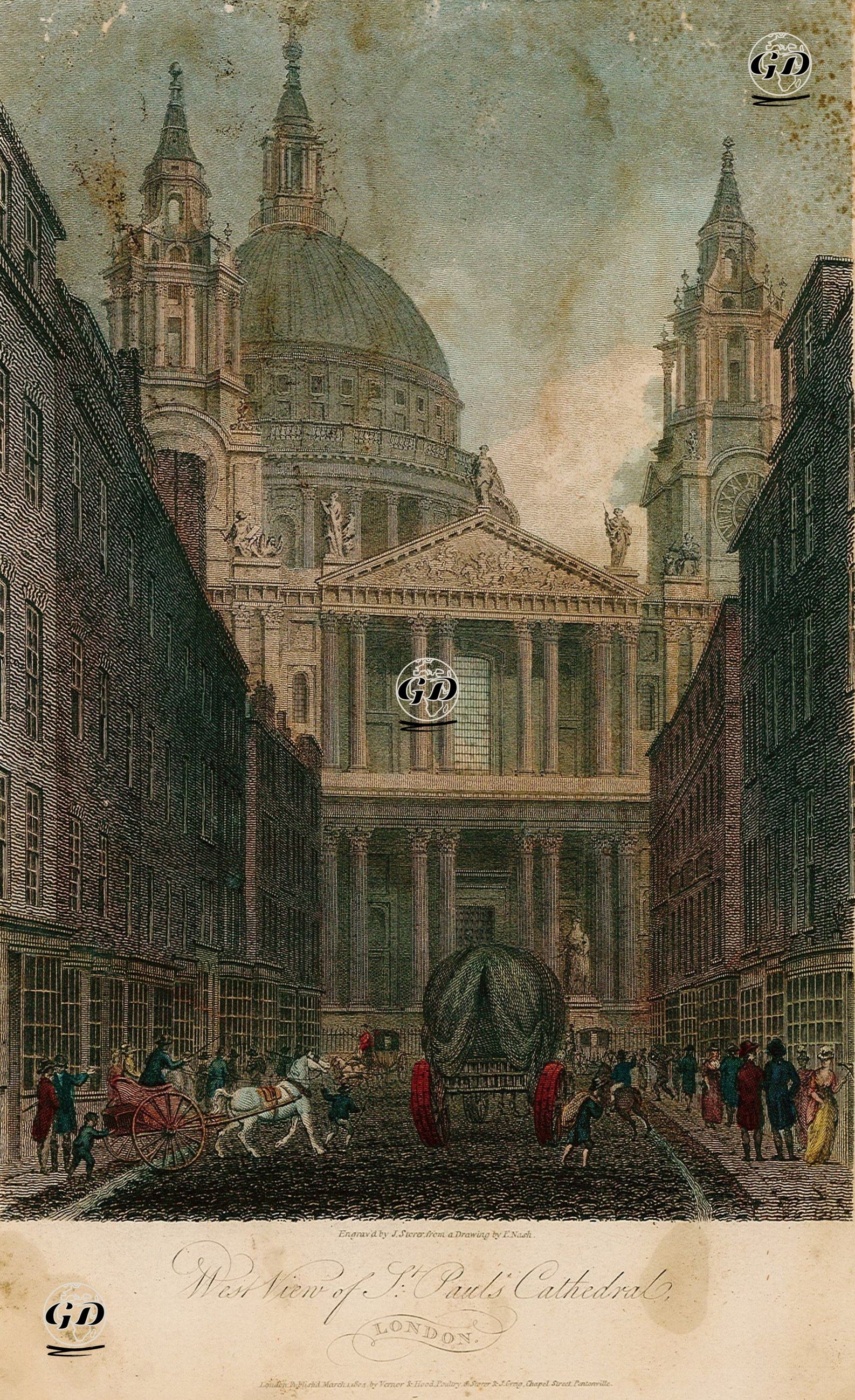St. Paul Katedralinin Batı Tarafı - Frederick Nash (1782-1856) - 1805