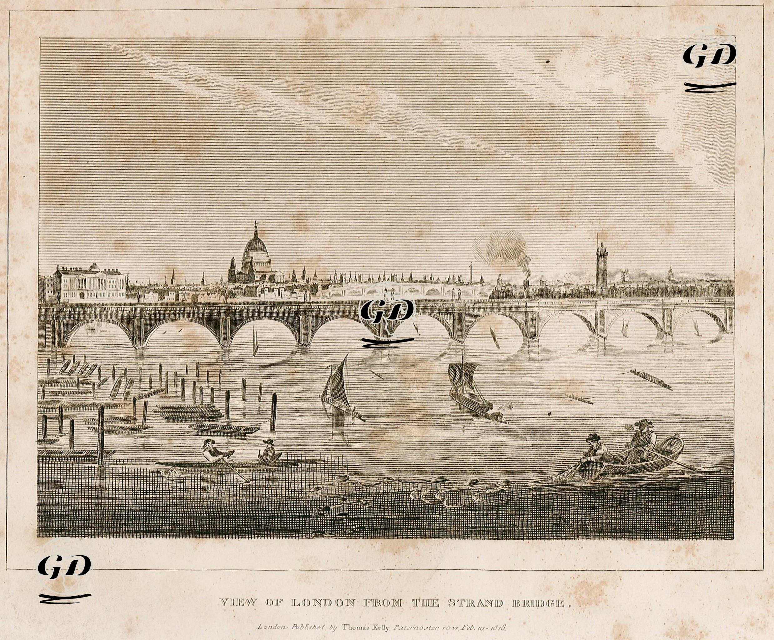 View Of London From The Strand Bridge  -  - 1816