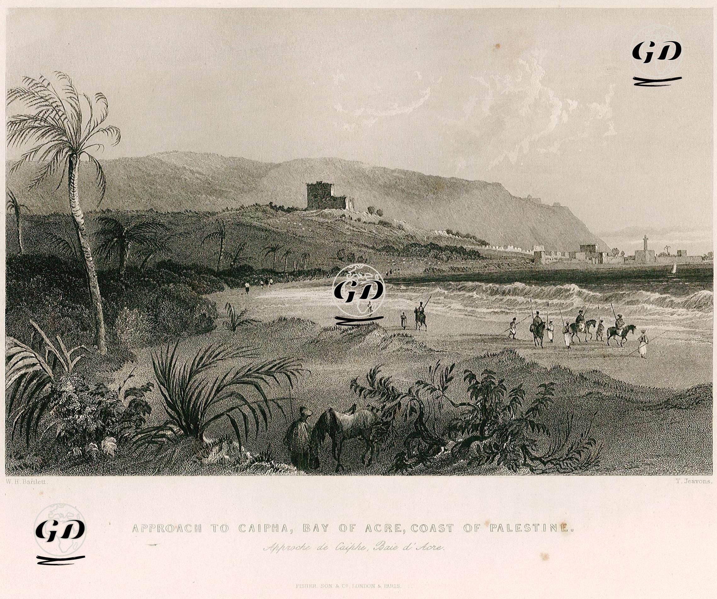 Hayfaya Yaklaşırken Filistin Kıyıları Akra Koyu - William Henry Bartlett (1809-1854) - 1838-1839