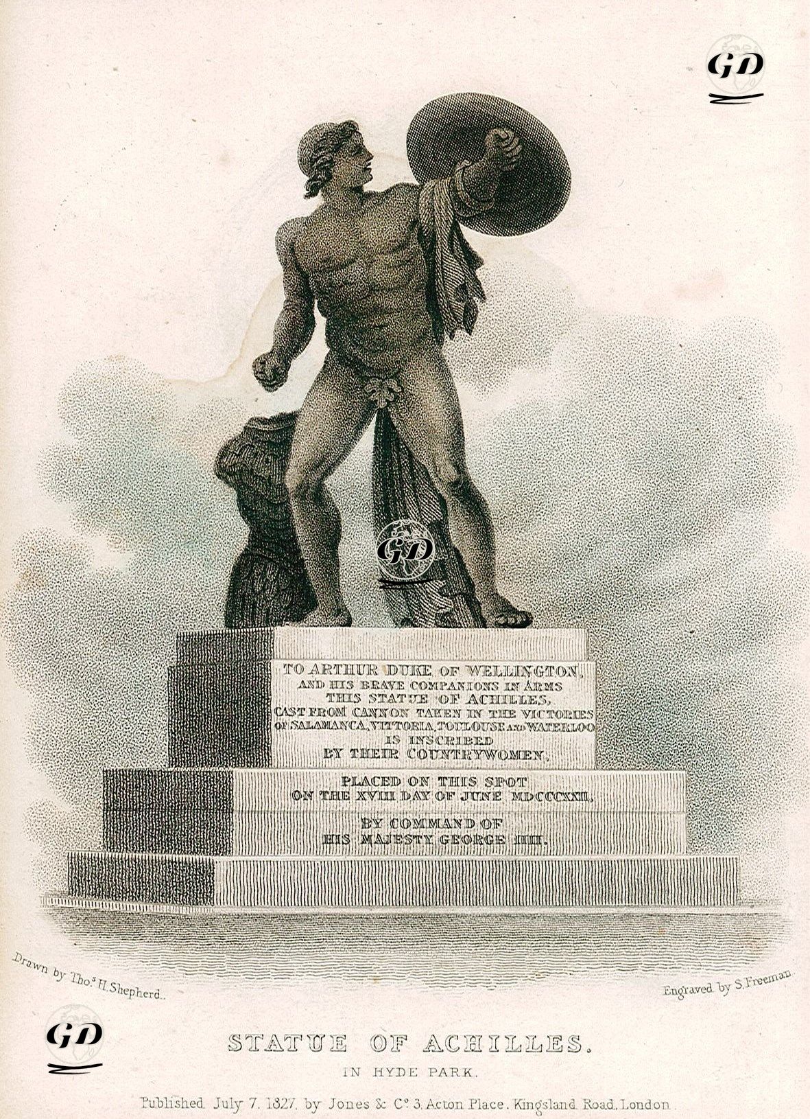 Statue of Achilles. In Hyde Park  - Thomas Hosmer Shepherd (1792-1864) - 1827