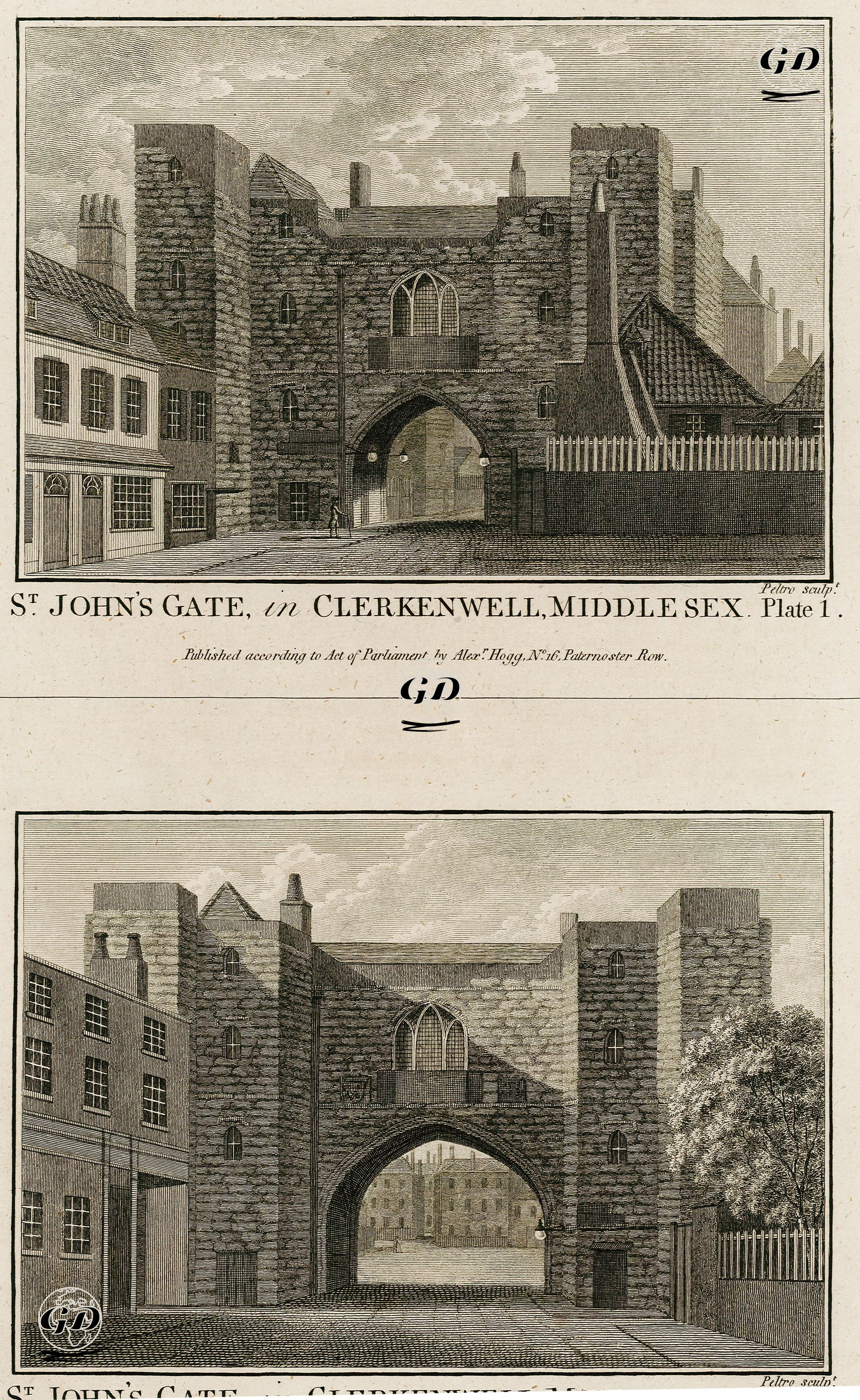 St. John Kapısı, Clerkenwell, Middlesex Plate 1-Plate 2 -  - 1786