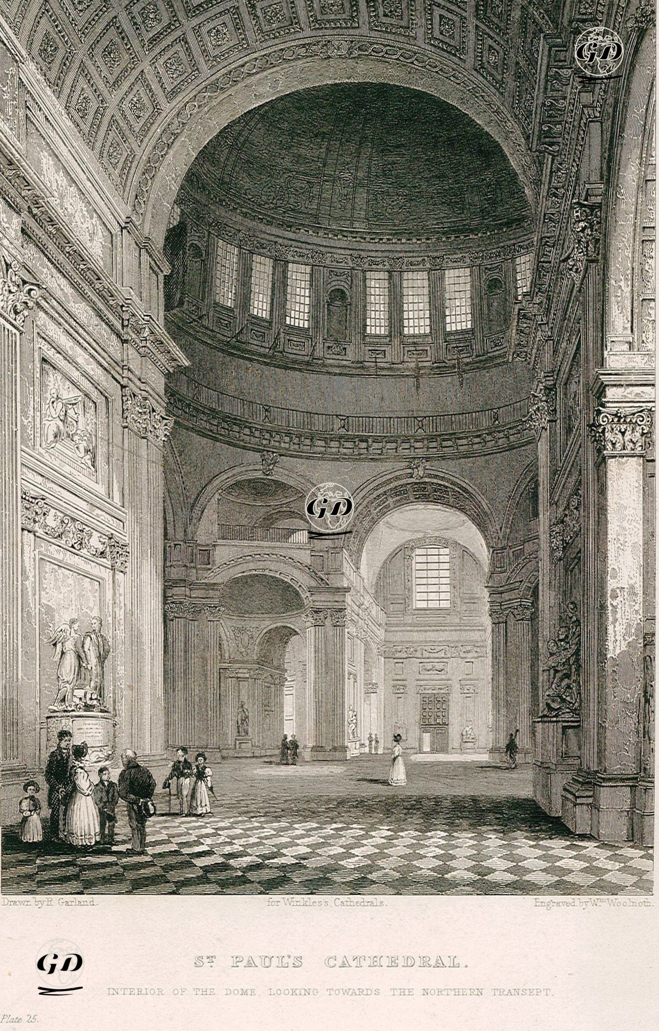 St. Paul's Cathedral, Interior Of The Dome Looking Towards The Northern Transept, Pl.25 - Robert Garland (1808-1863) - 1835