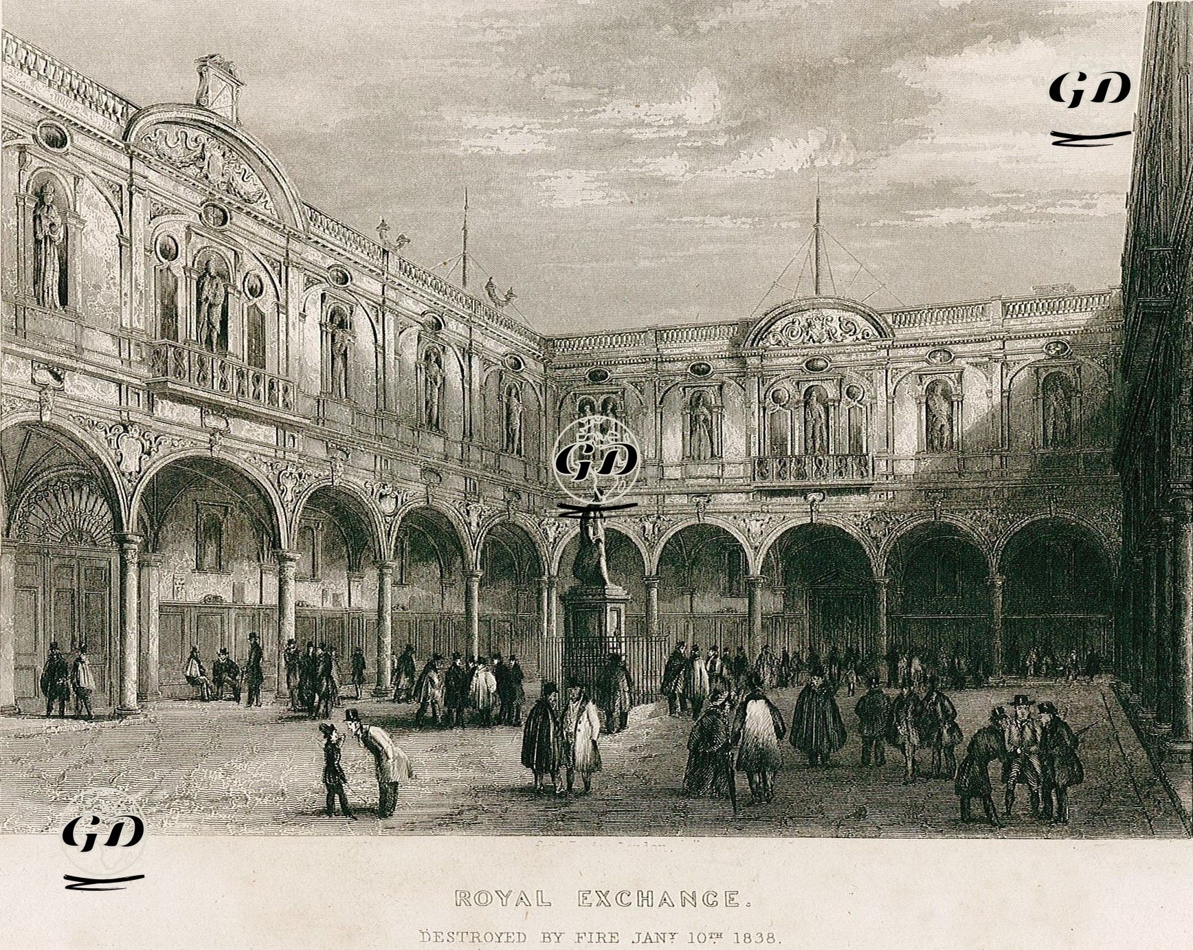 Royal Exchange, Destroyed By Fire Jan. 10 1838 -  - 1840's