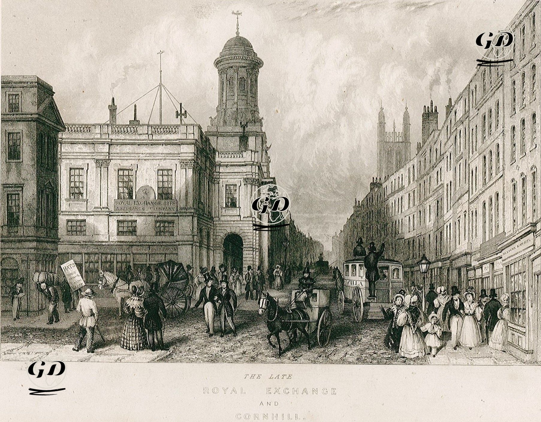 The Late Royal Exchange And Cornhill -  - 1840's