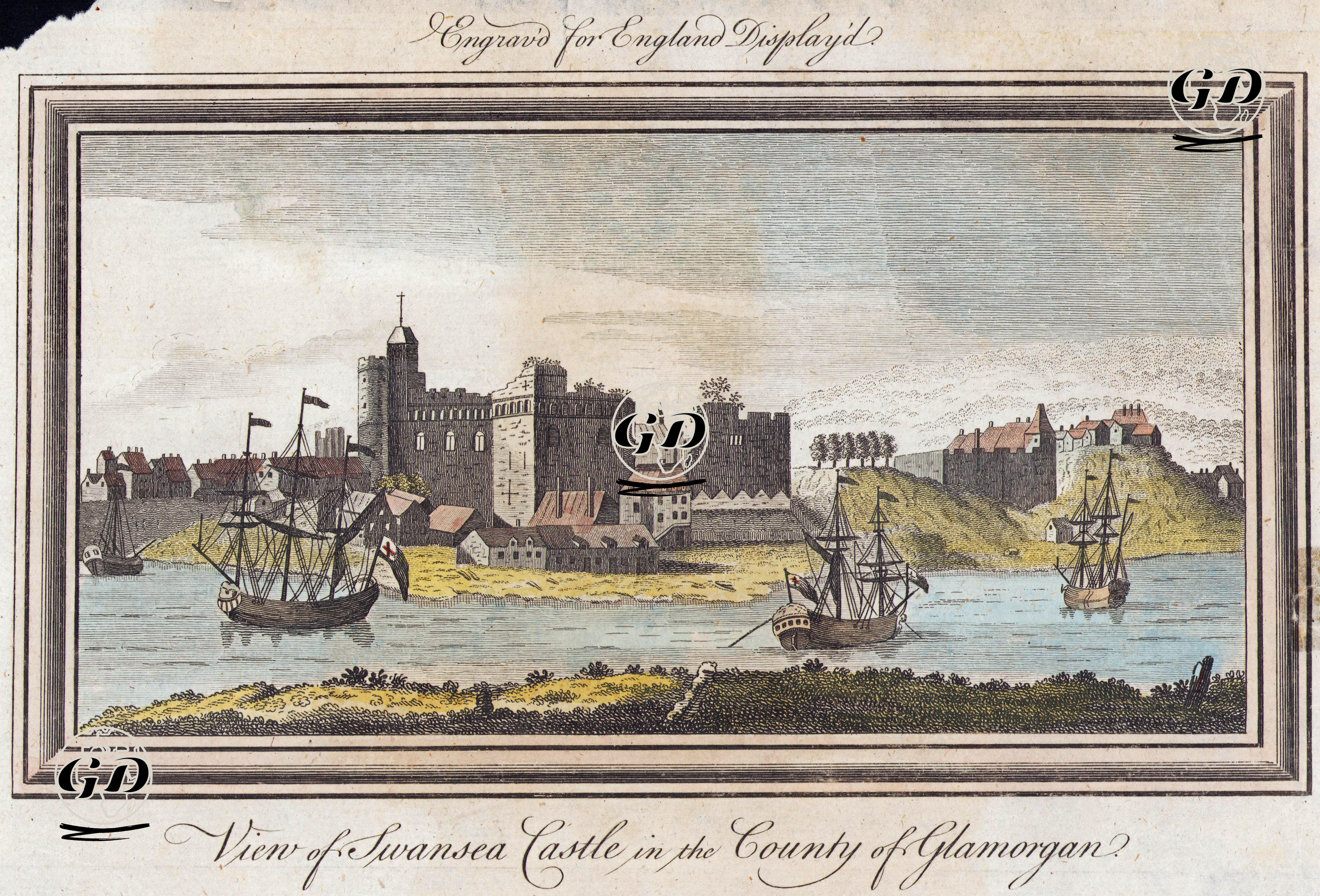 Glamorgan Bölgesindeki Swansea Kalesi Görüntüsü -  - 1790