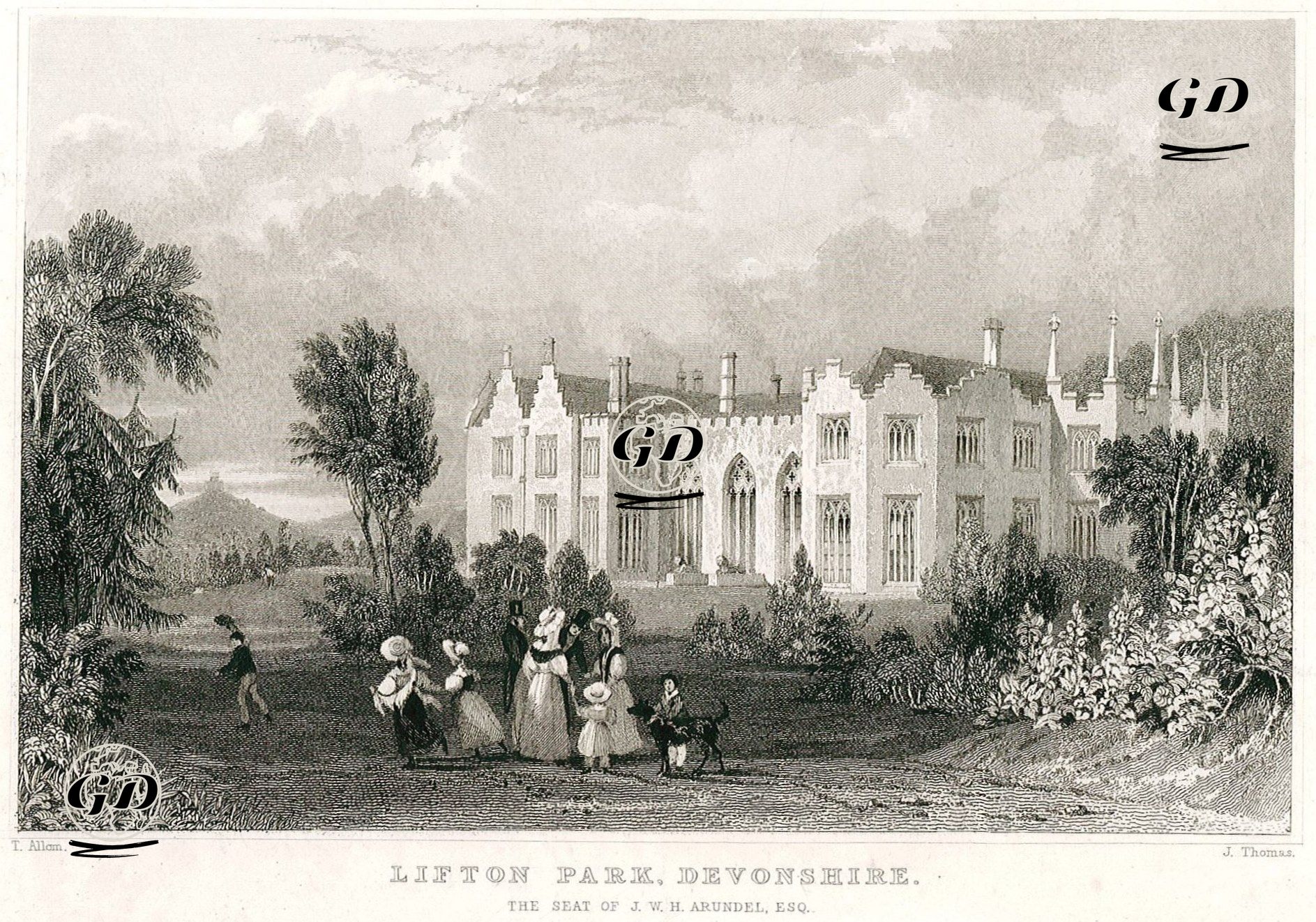 J.W.H. Arundel'in Evi, Lifton Park, Devonshire - Thomas Allom (1804-1872) - 1832