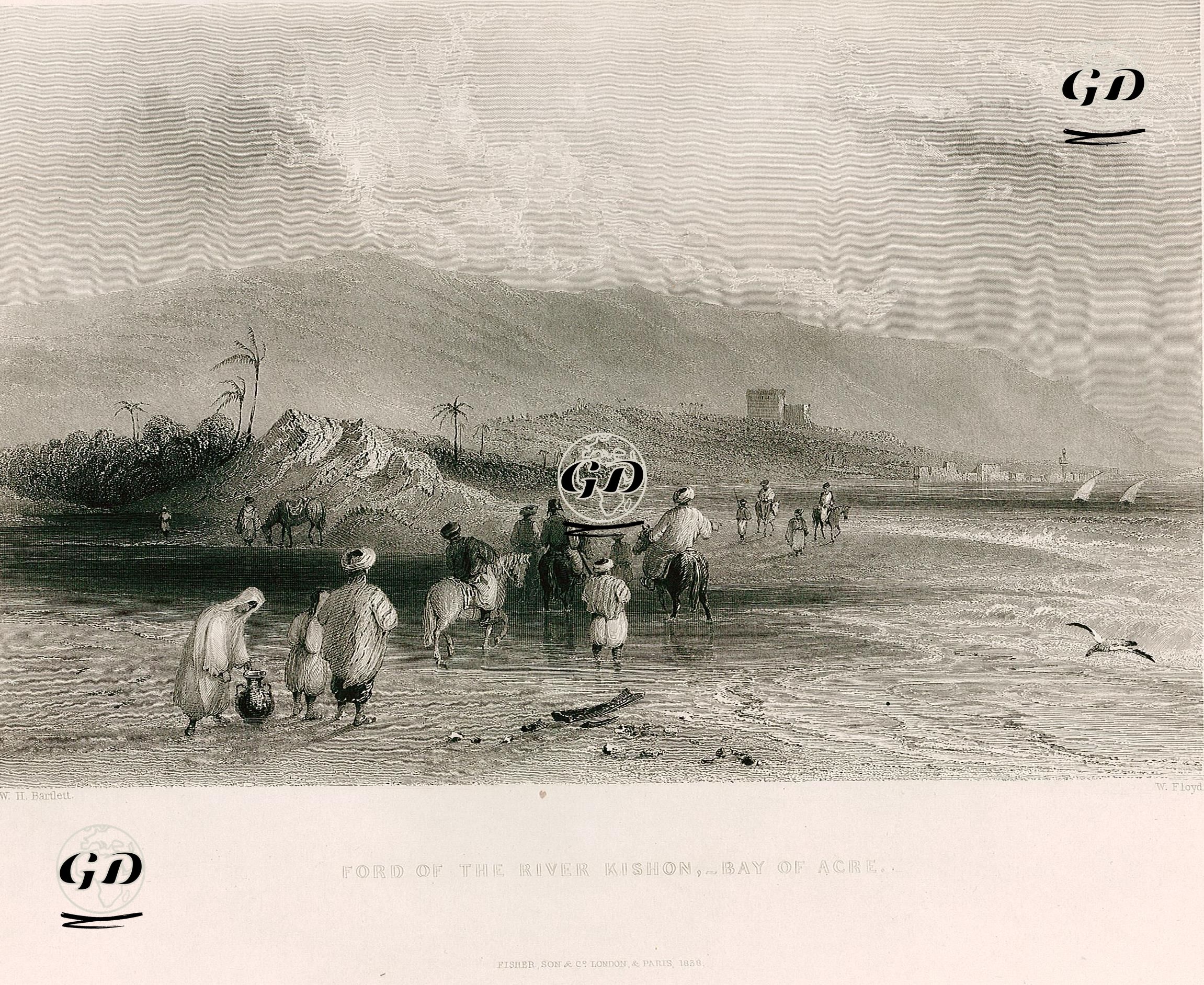 Akka Koyunda Kishon Nehrinin Sığ Yeri - William Henry Bartlett (1809-1854) - 1838