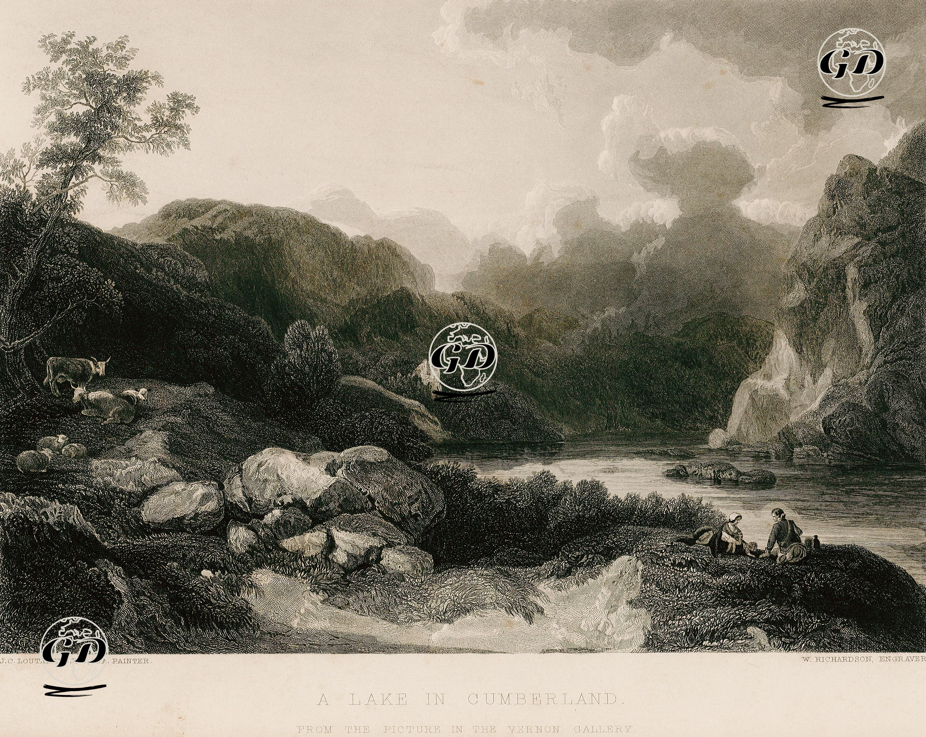 Cumberland'da Bir Göl - Philip James De Loutherbourg (1740-1812) - 1855