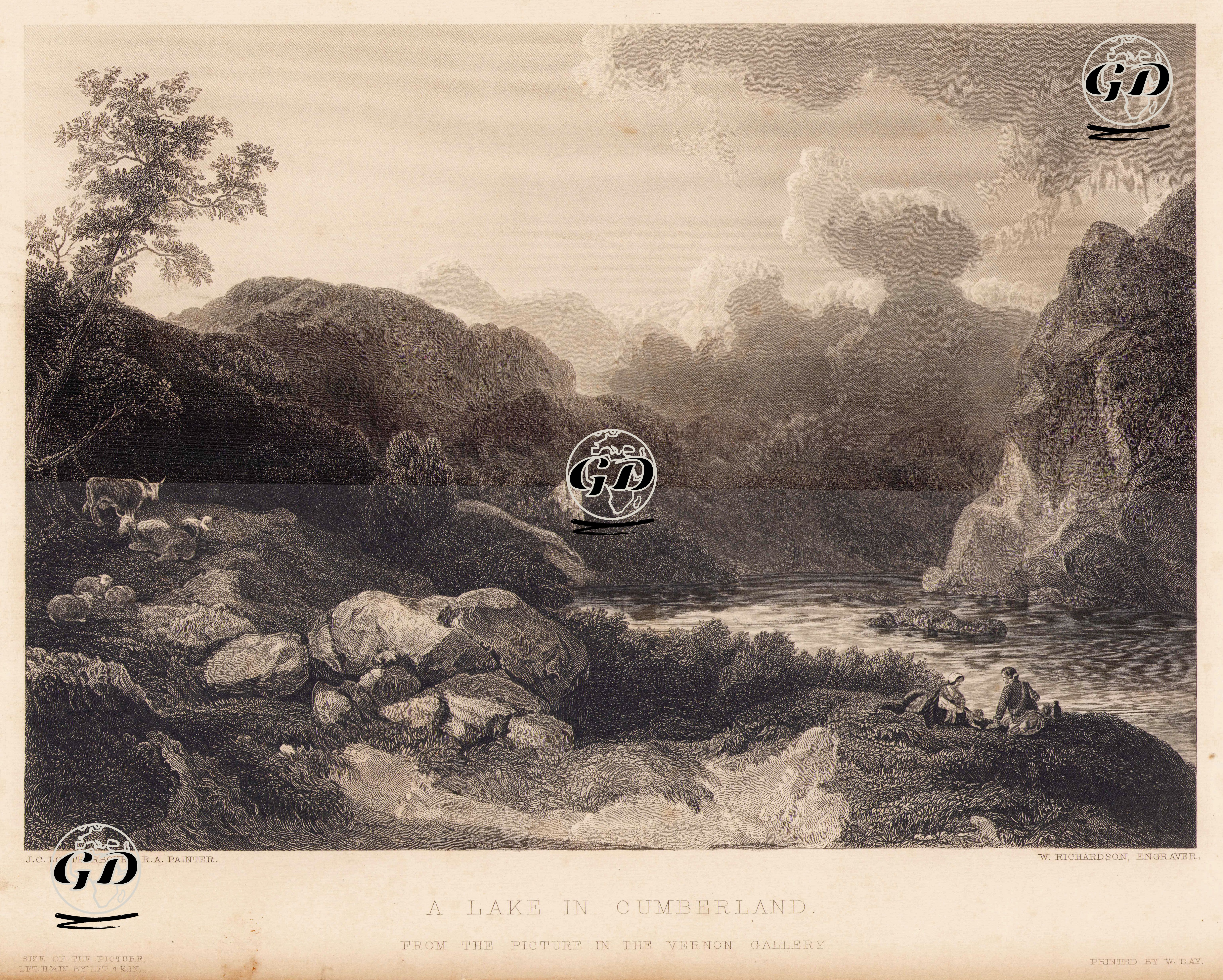 Cumberland'da Bir Göl - Philip James De Loutherbourg (1740-1812) - 1850's