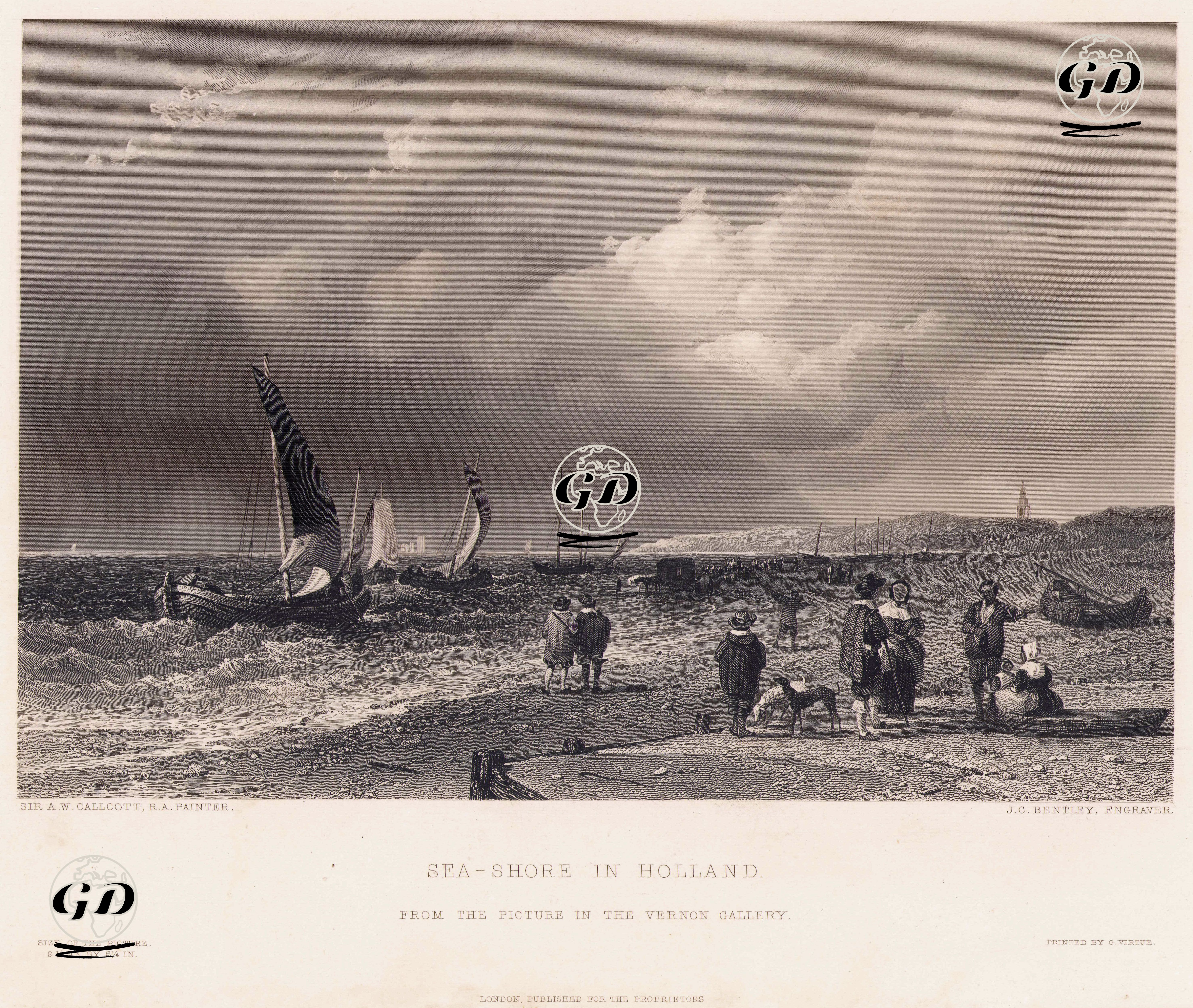 Hollanda'da Deniz Kıyısı - Augustus Wall Callcott (1779-1844) - 1850's