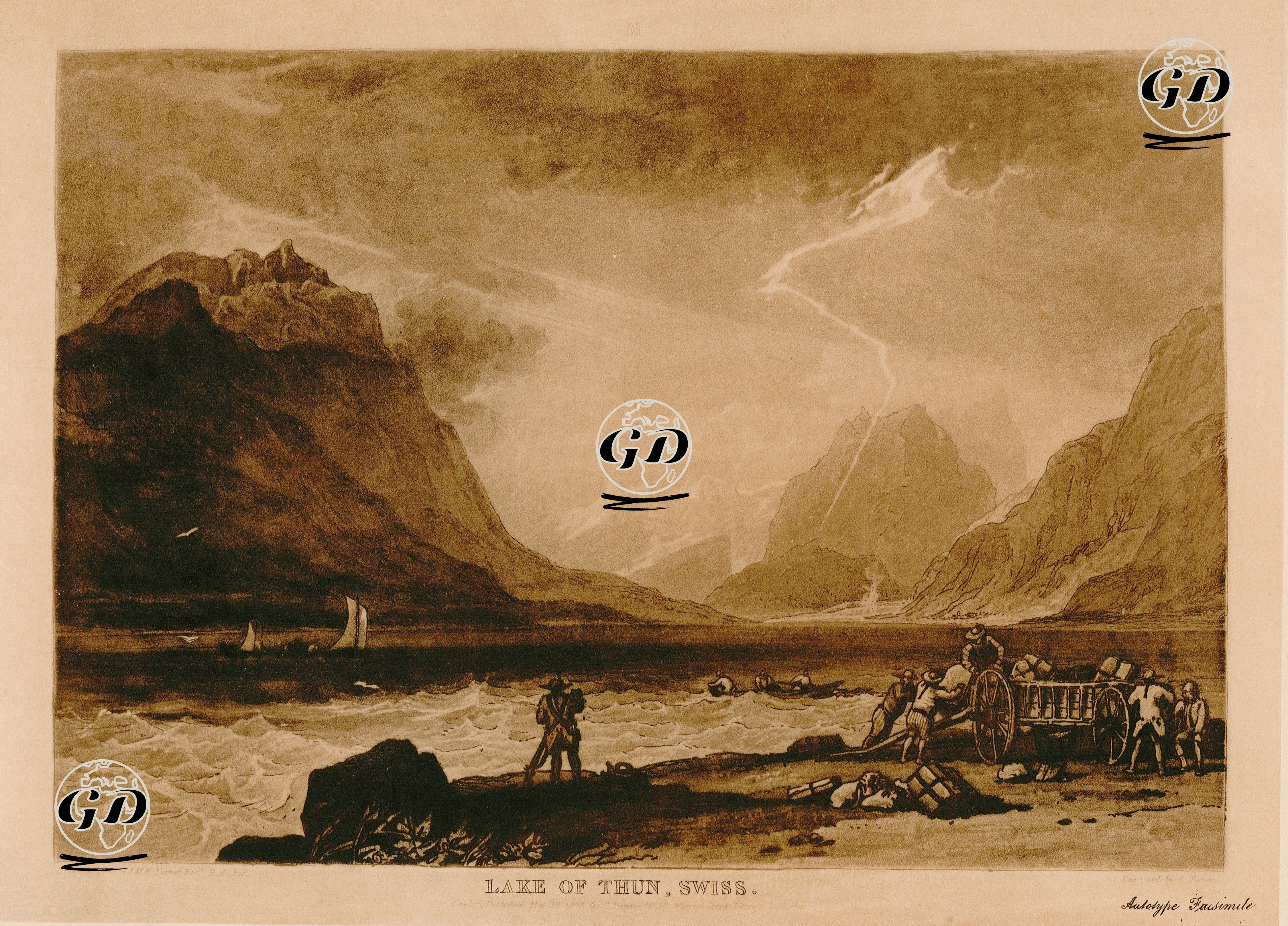 Thun Gölü, İsviçre - Joseph Mallord William Turner (1775-1851) - 1820's-1840's