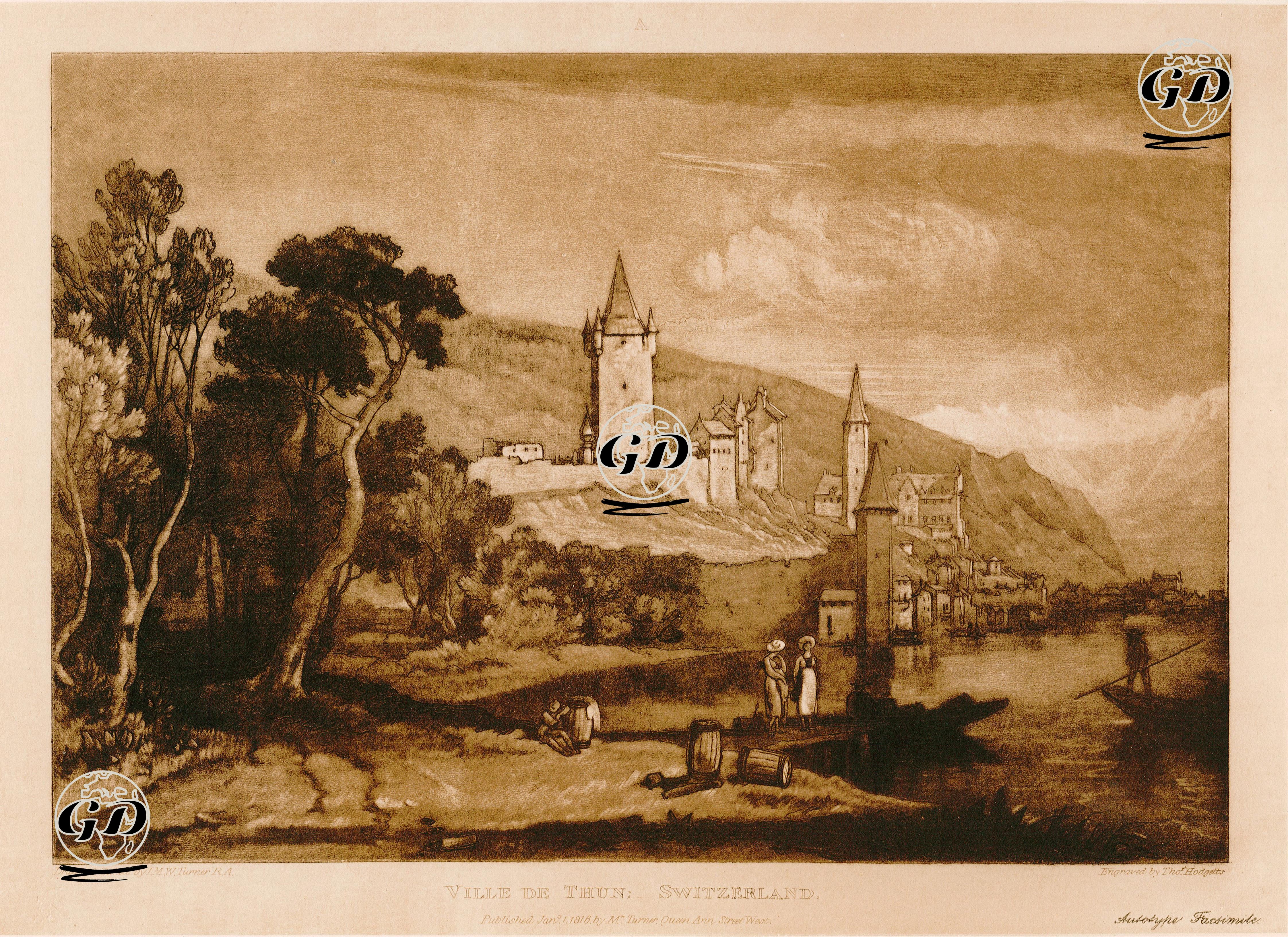 Thun Şehri, İşviçre - Joseph Mallord William Turner (1775-1851) - 1820's-1840's