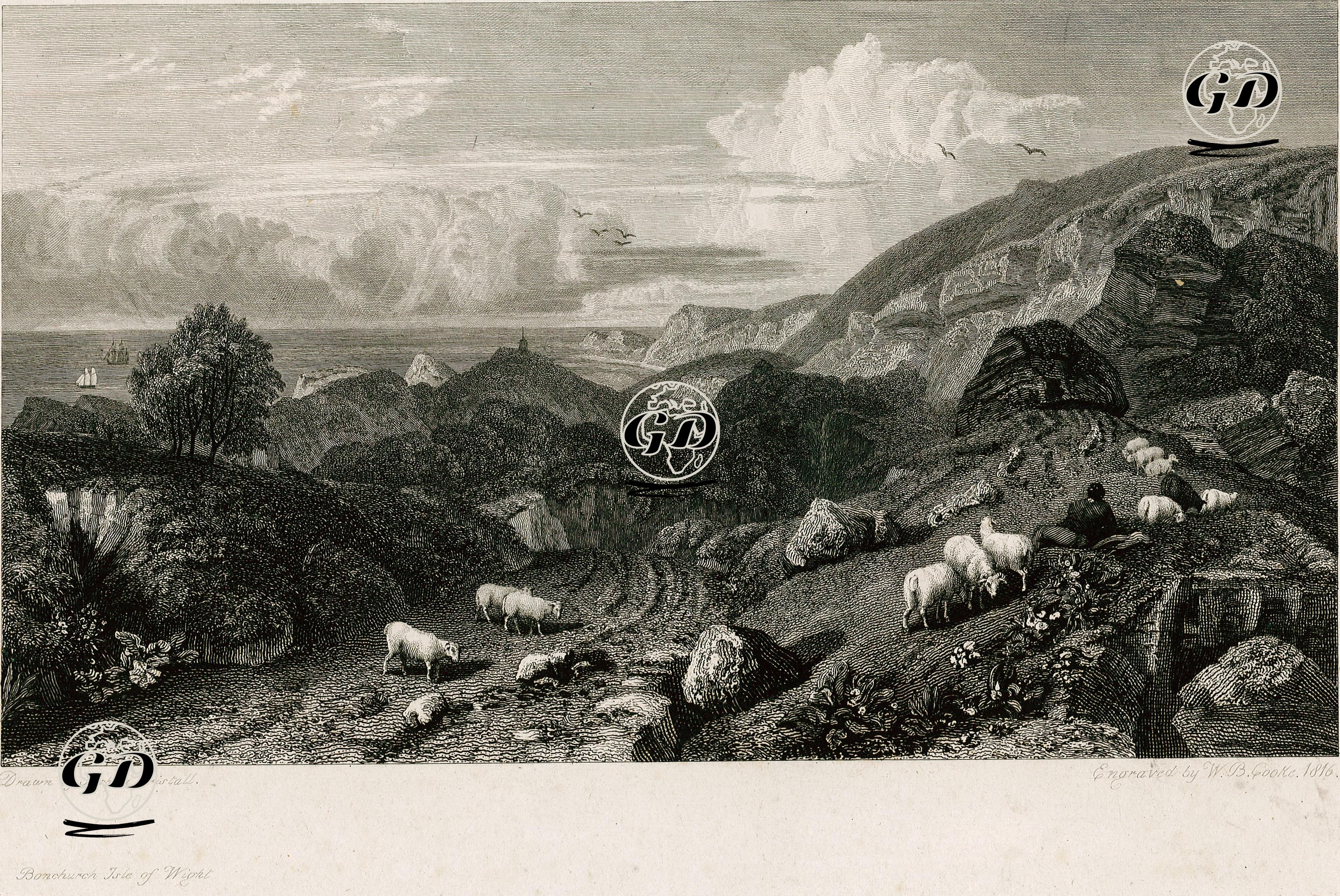 Bounchurh, Wight Adası - Joshua Cristall (1767-1847) - 1816