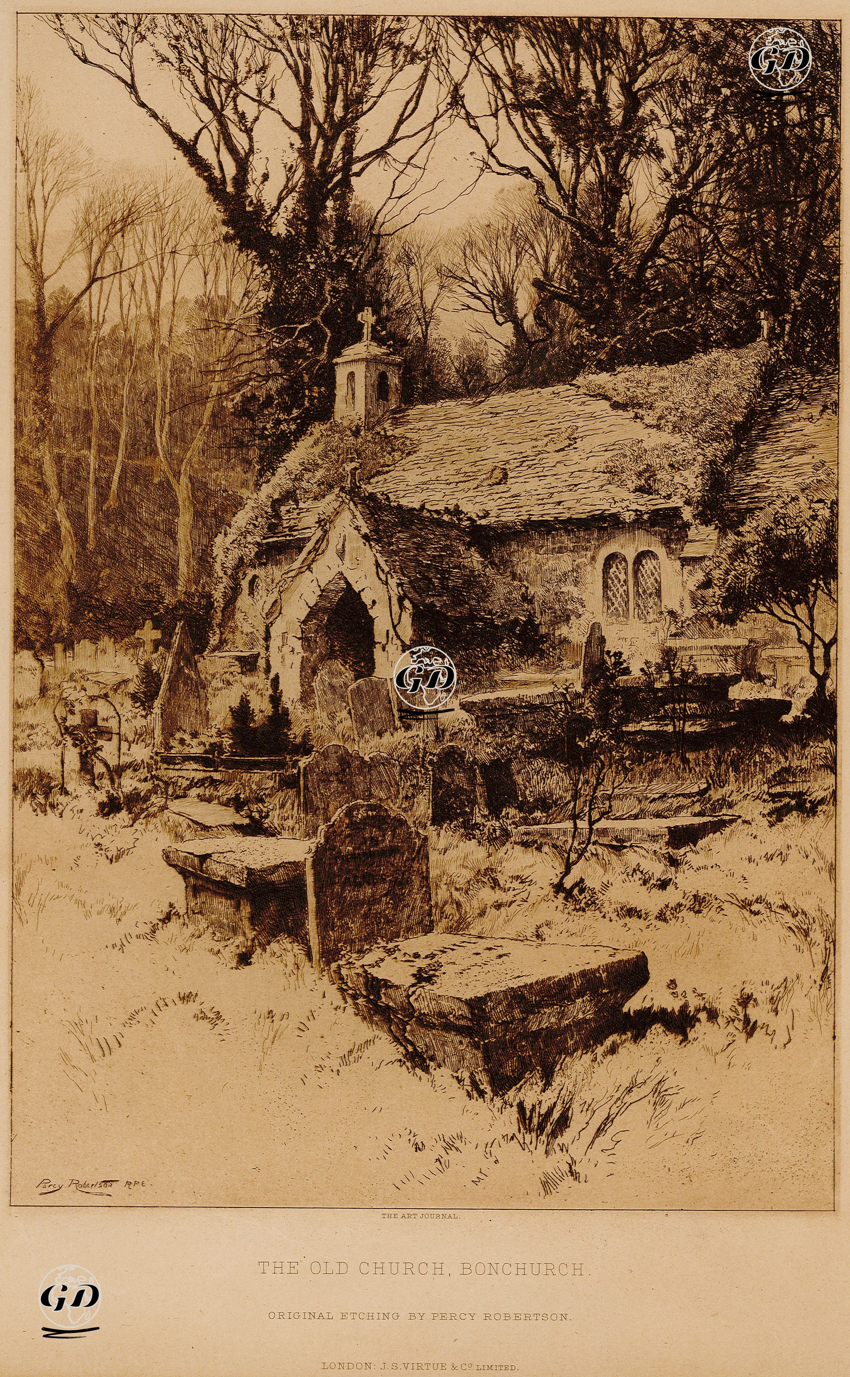 The Old Church, Bonchurch  - P.Robertson - 1892