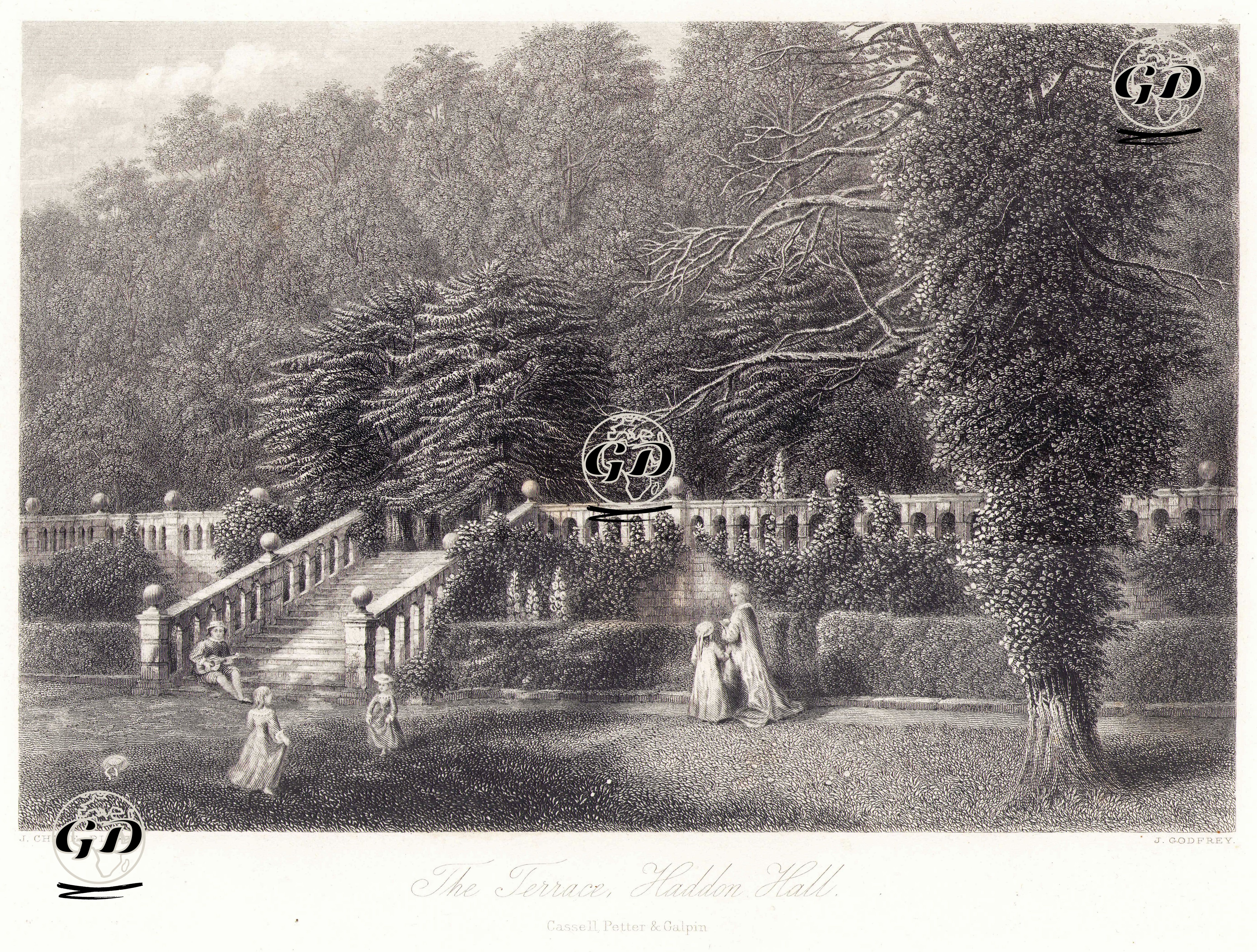 Haddon Hall'daki Bahçe Terası - John Chase (1810-1879) - 1870's