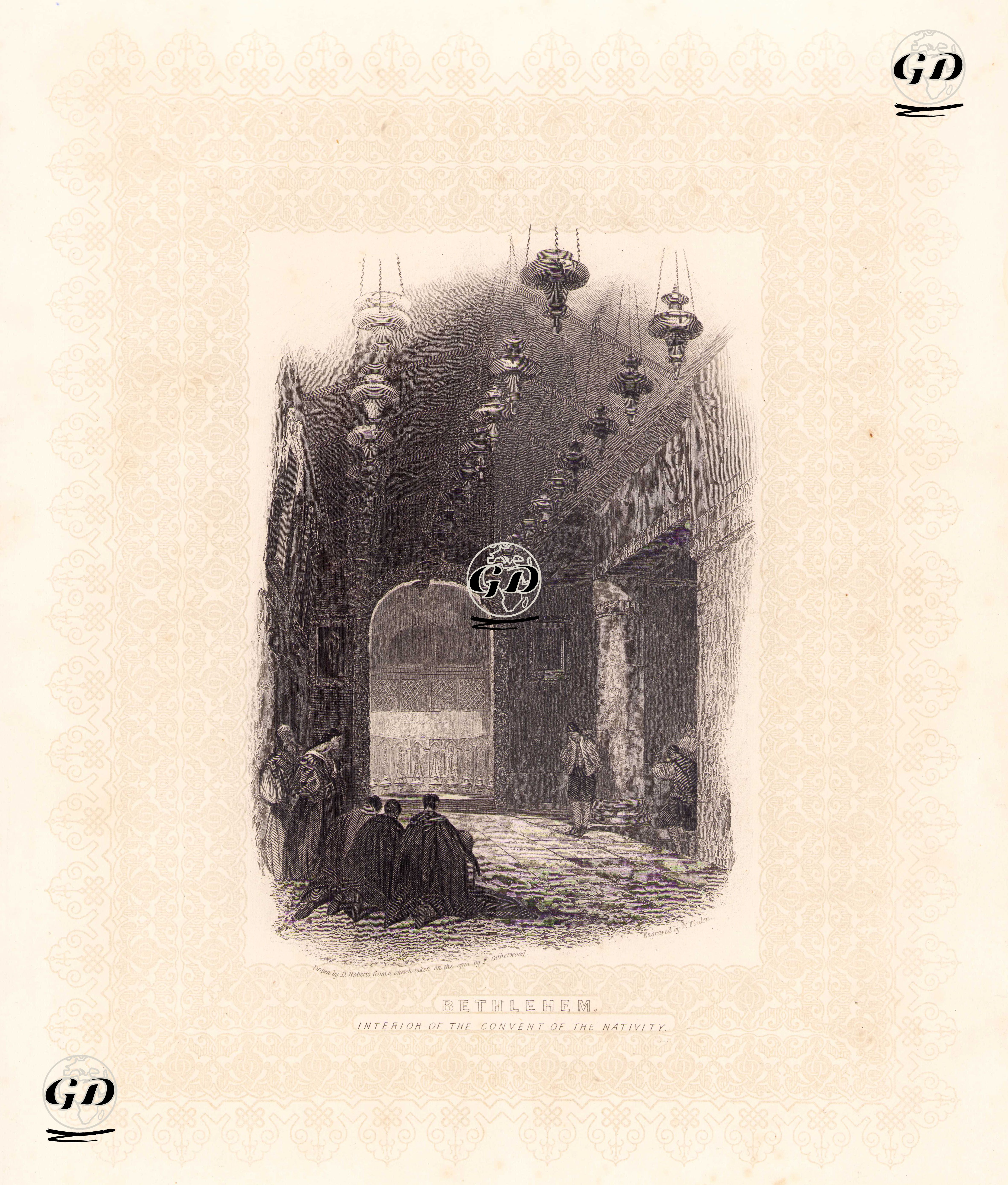 Bethlehem, Interior Of The Convent Of The Nativity  - David Roberts (1796-1864) - 1830's-1850's