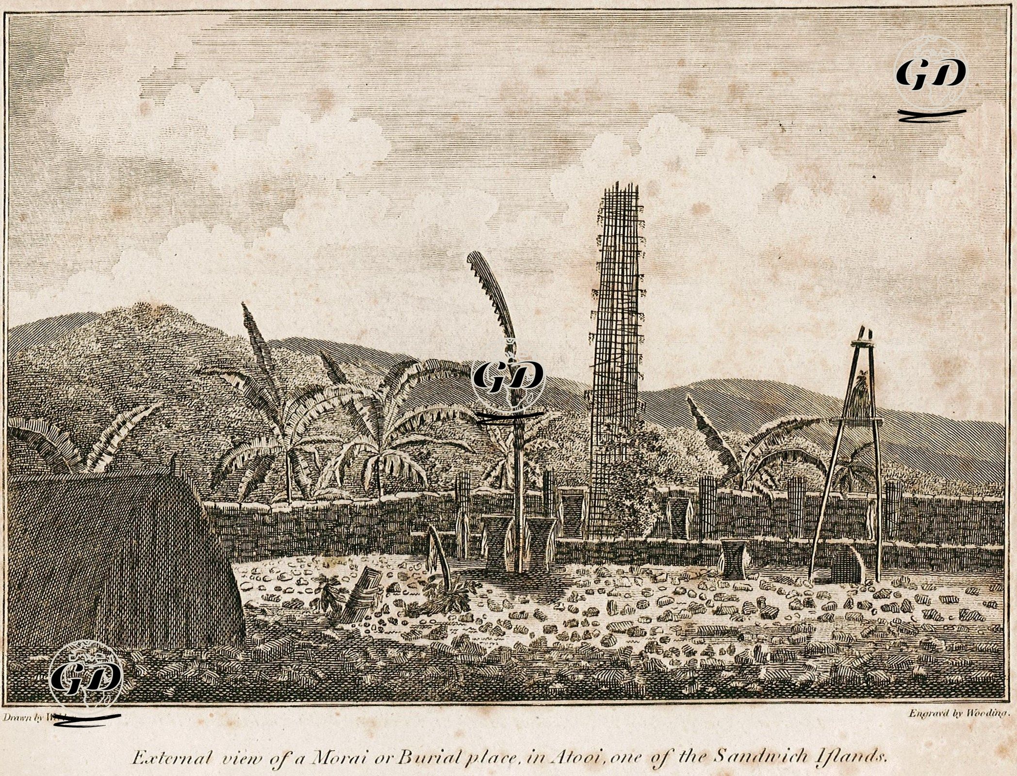 Hawaii Adalarından Biri Olan Atooi'deki Defin Yerinin Dıştan Görünümü - John Weber (1751-1793) - 1810