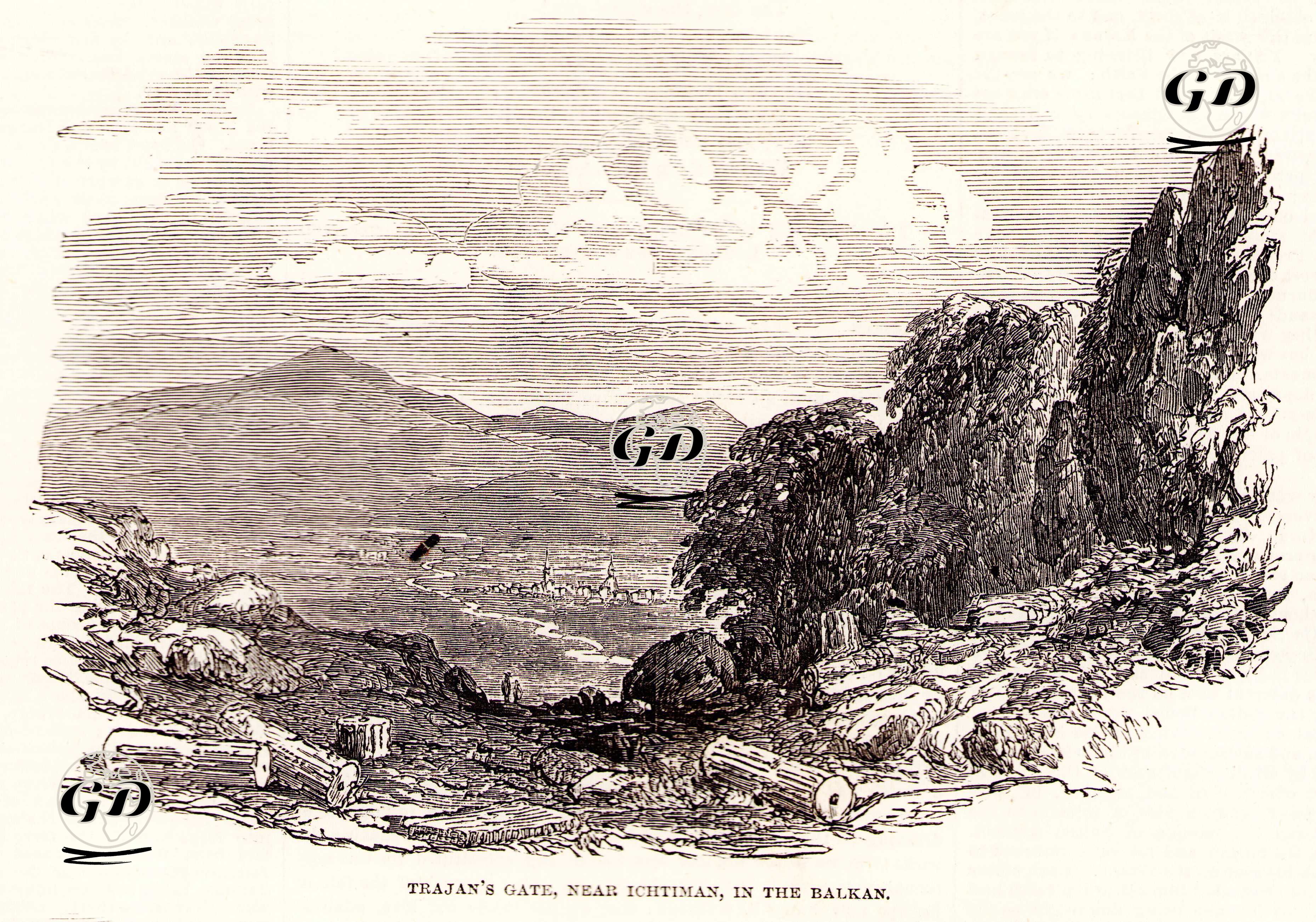 Balkanlarda İhtiman Şehri Yakınlarında Trajan Kapısı  -  - 1853