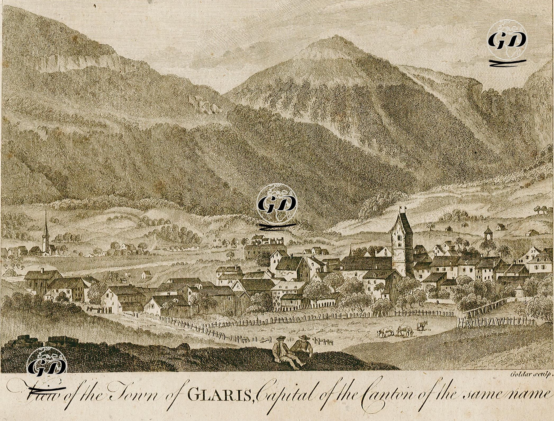  Kantonunun İsmi İle Aynı İsimde Olan Başkent Glarus -  - 1790's