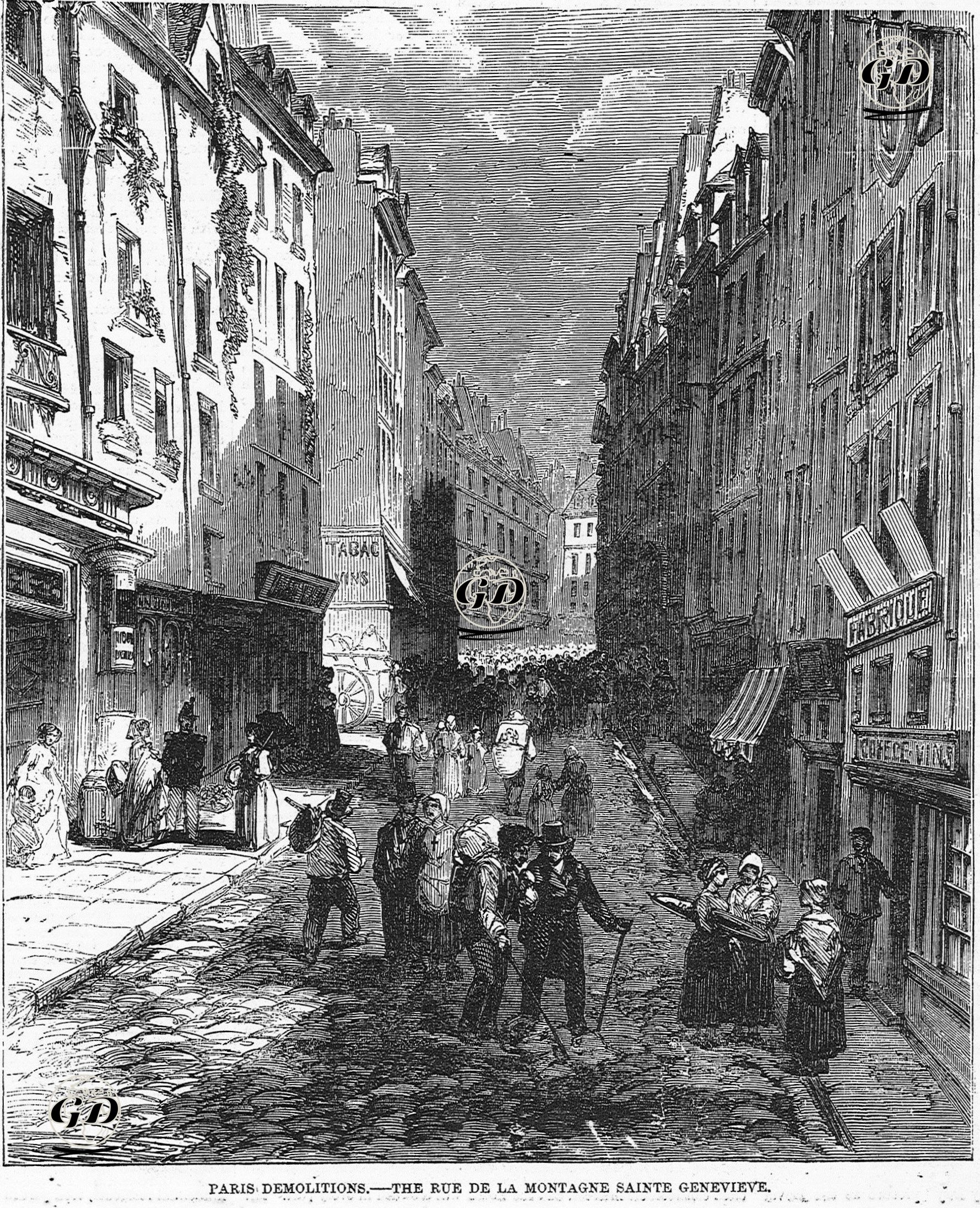 La Montagne-Sainte-Genevieve Caddesi, Paris  -  - 1858