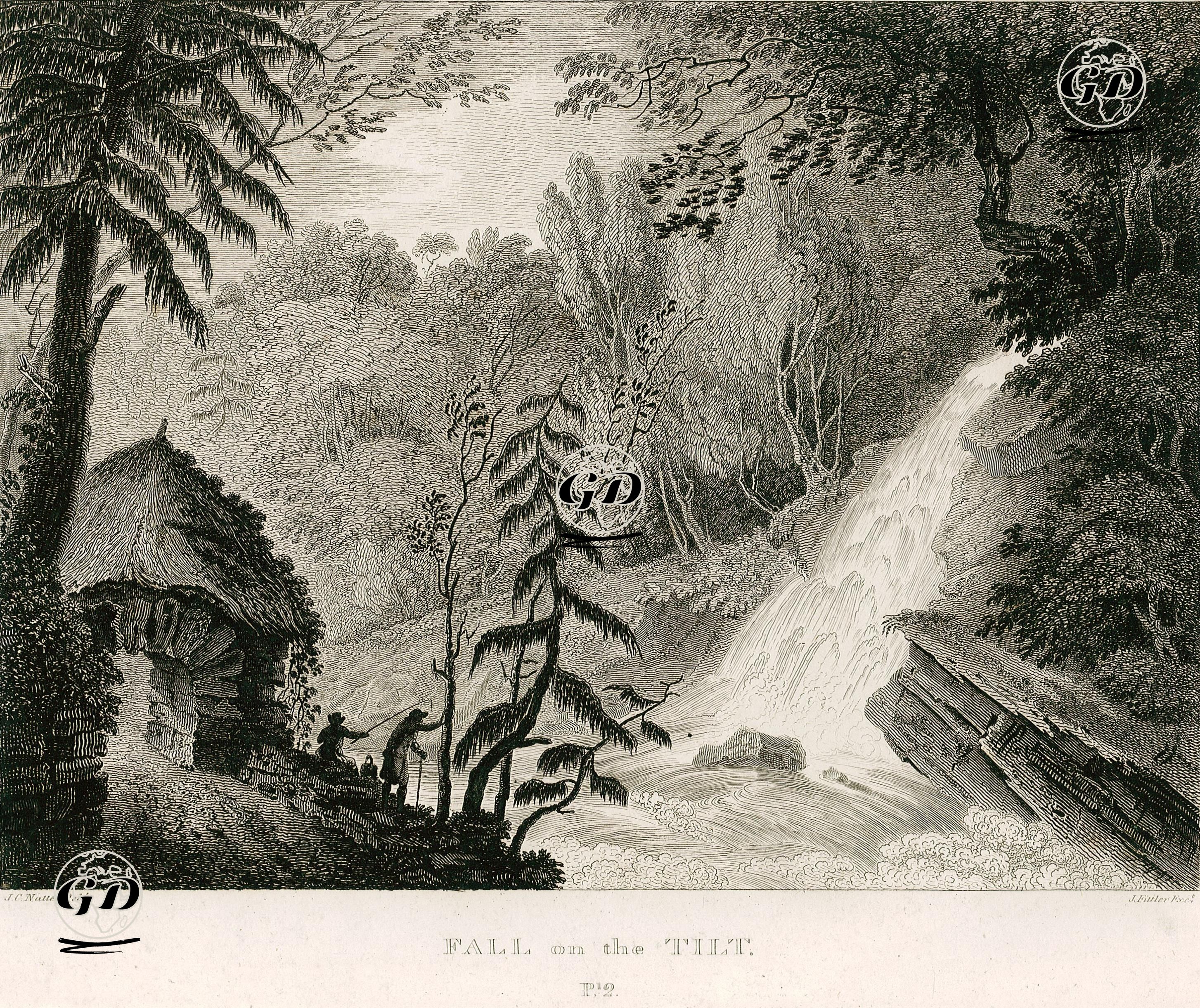 İskoçya'da Tilt Nehri Üzerinde Şelale - John Claude Nattes (1765-1839) - 1804