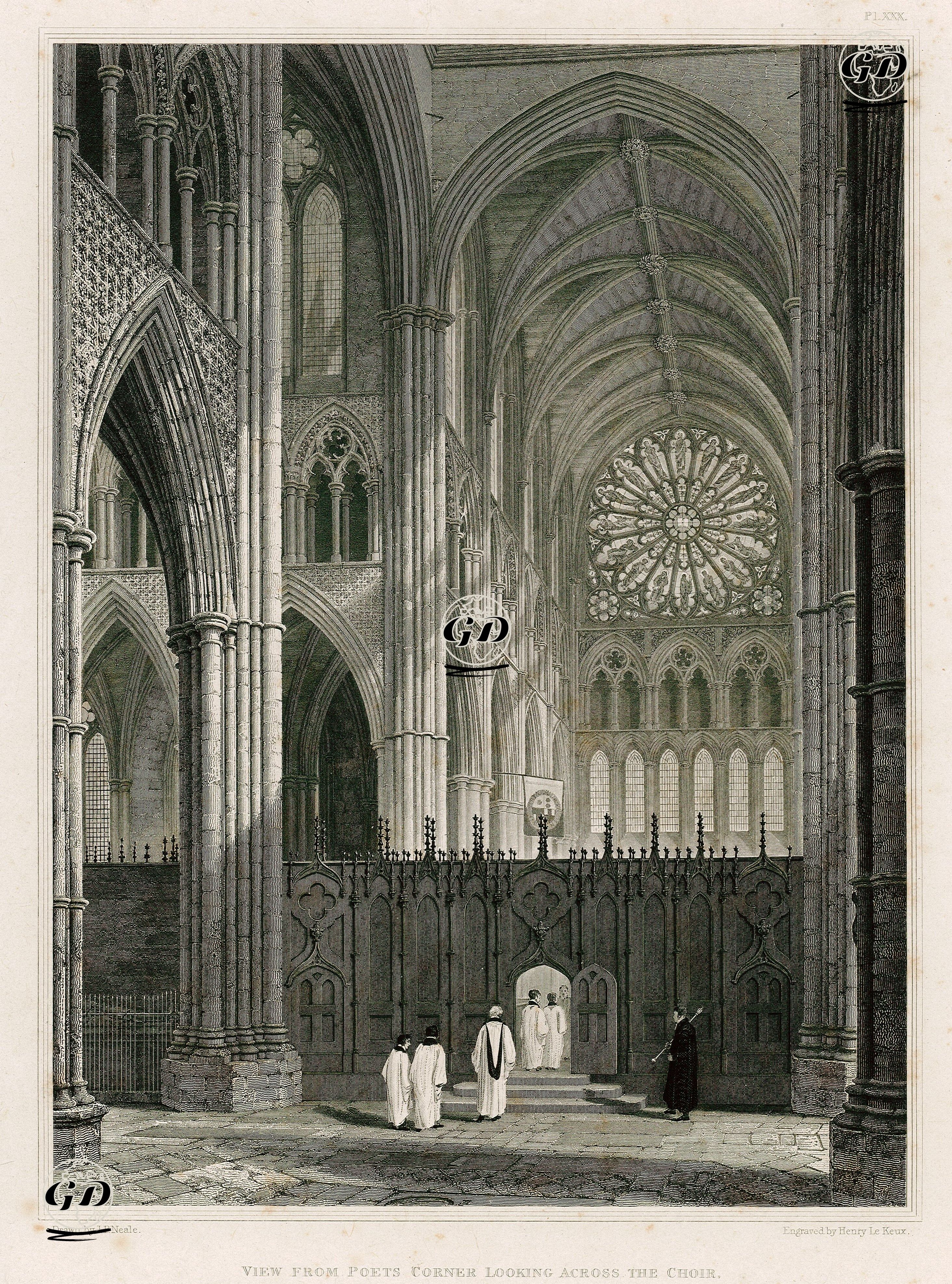 View From Poets Corner Looking Across The Choir, Westminster Abbey - John Preston Neale (1780-1847) - 1820's