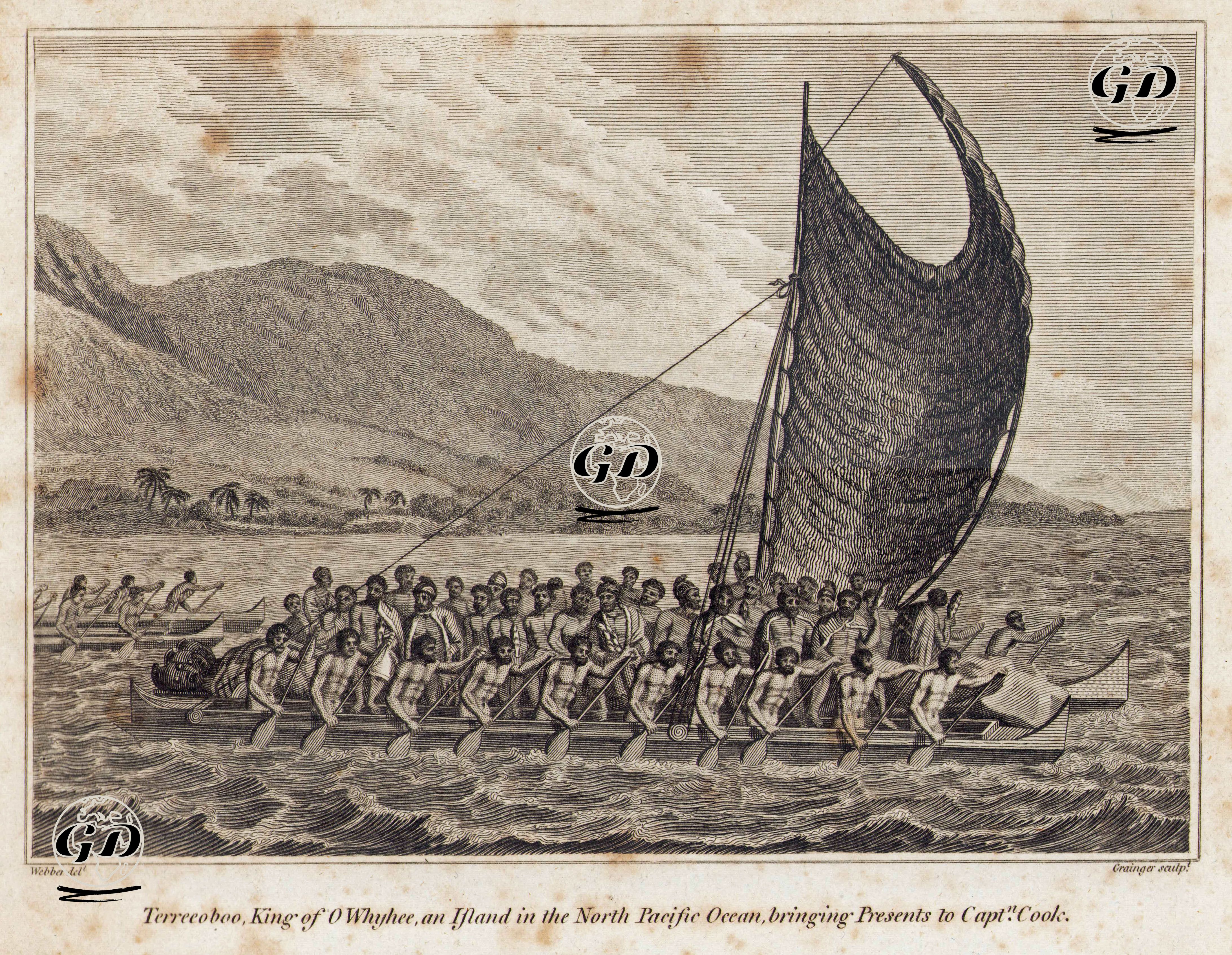 Terreeoboo, King Of O Whyhee, An Island In The North Pacific Ocean, Bringing Presents To Captn. Cook - John Weber (1751-1793) - 1788