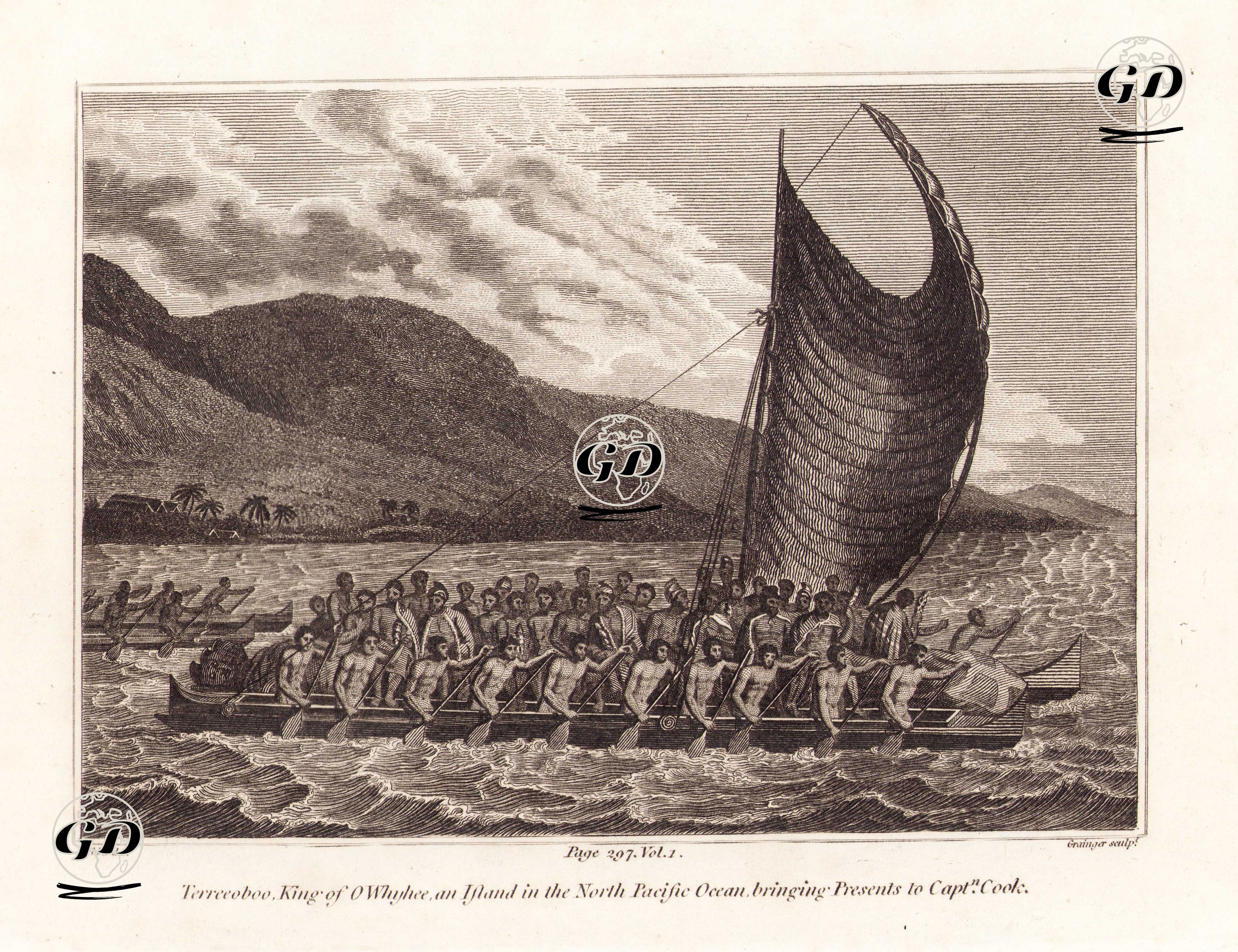 Terreeoboo, King Of O Whyhee, An Island In The North Pacific Ocean, Bringing Presents To Captn. Cook - John Weber (1751-1793) - 1790's