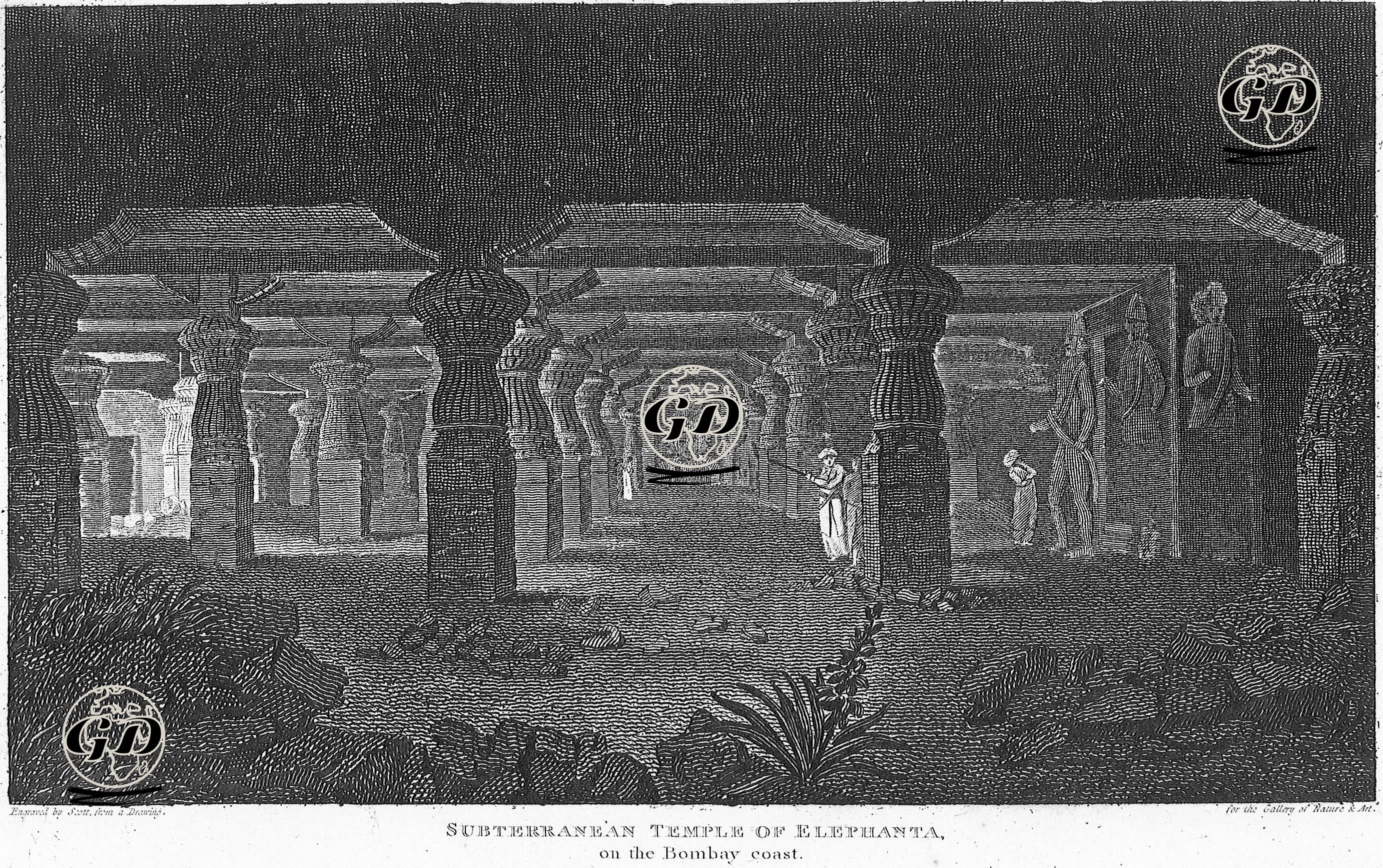 Bombay Sahilindeki Yeraltı Fil tapınağı (Fil Mağaraları) -  - 1814