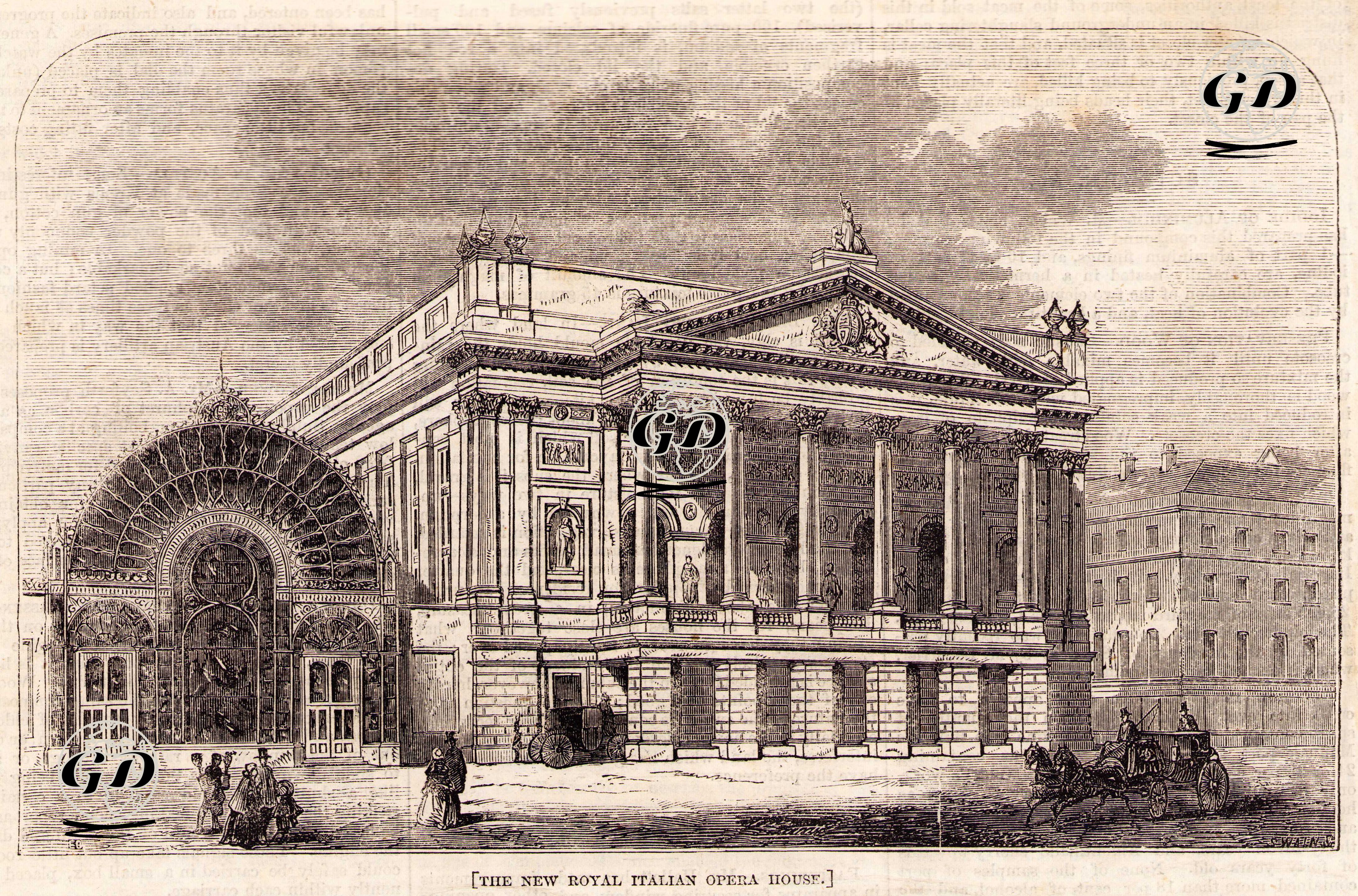 Londra Covent Garden'da Bulanan Kraliyet Opera Binası - Swain - 1856