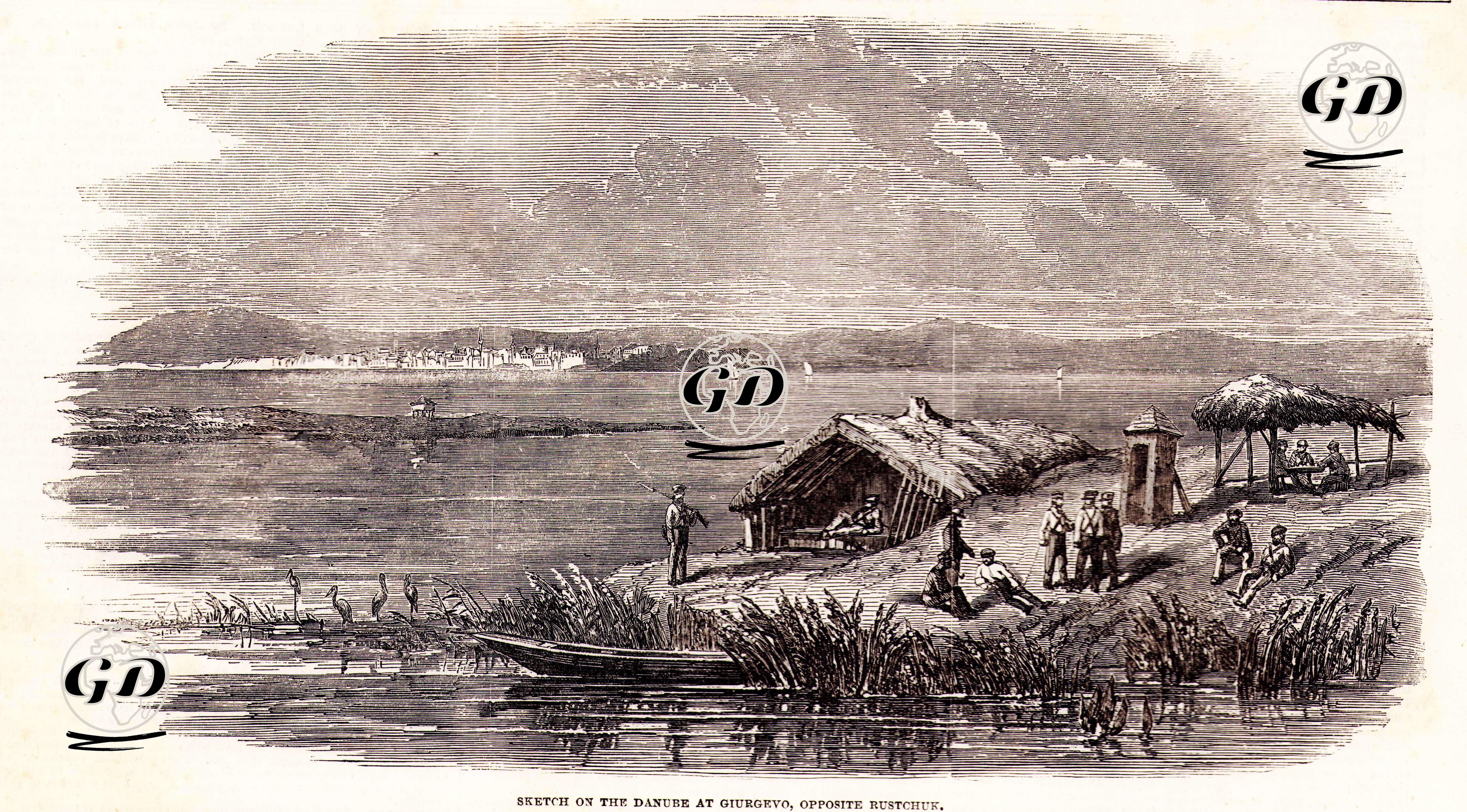 Giurgiu Şehri ile Birlikte Tuna Nehri  -  - 1853