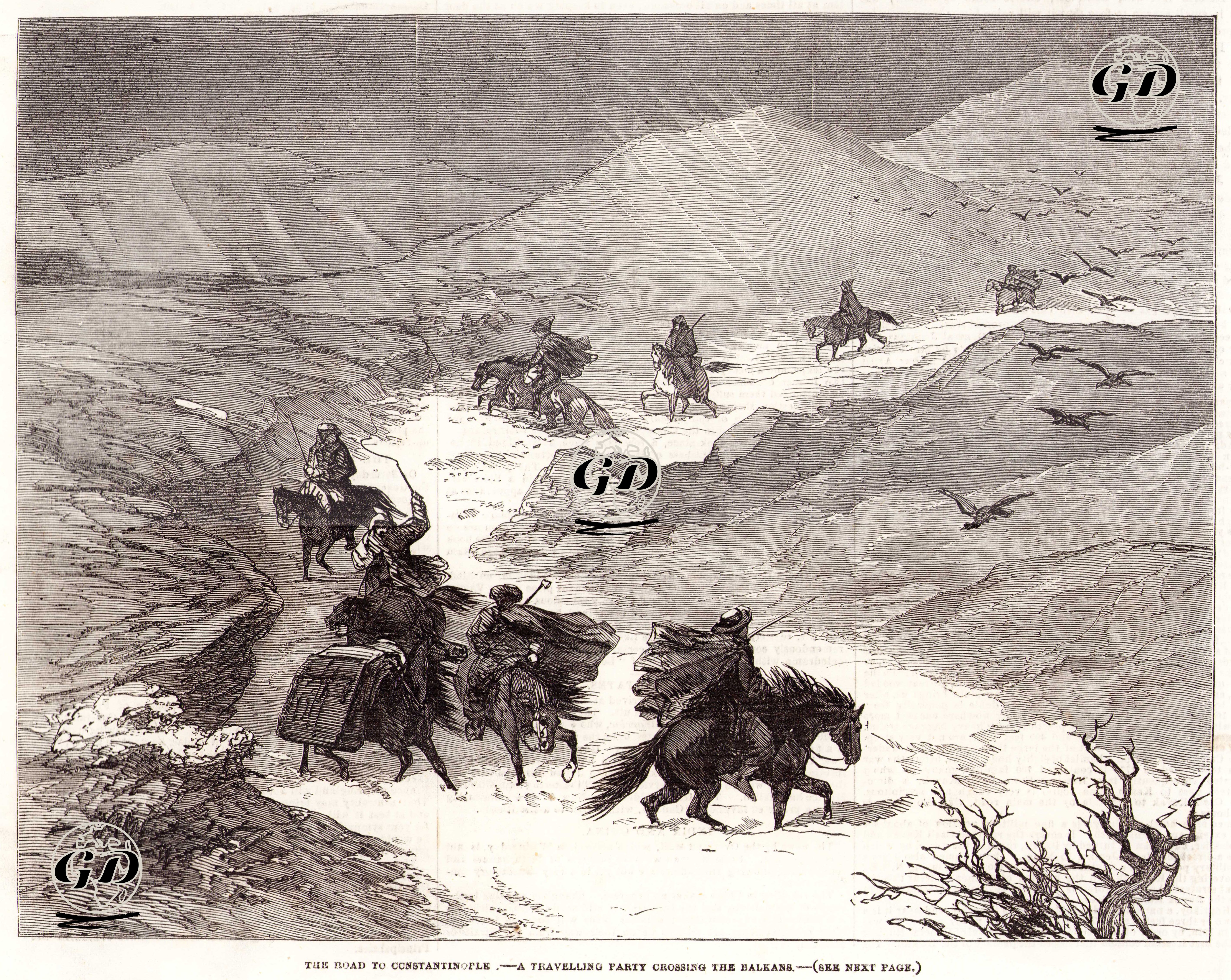 The Road To Constantinople, A Travelling Party Crossing the Balkans -  - 1854