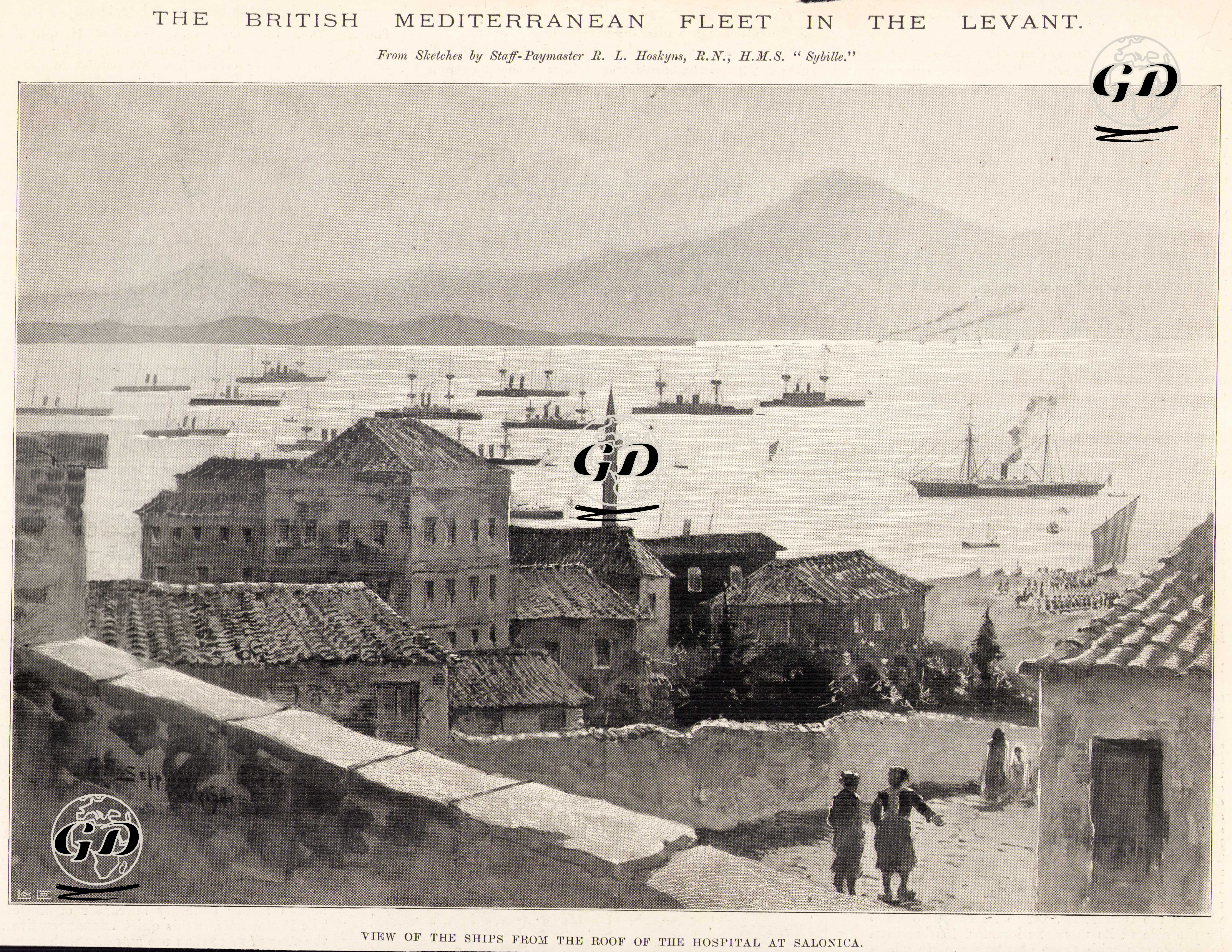 Selanikte Hastane Çatısından İngilizlerin Akdeniz Filosunun Görüntüsü  -  - 1895