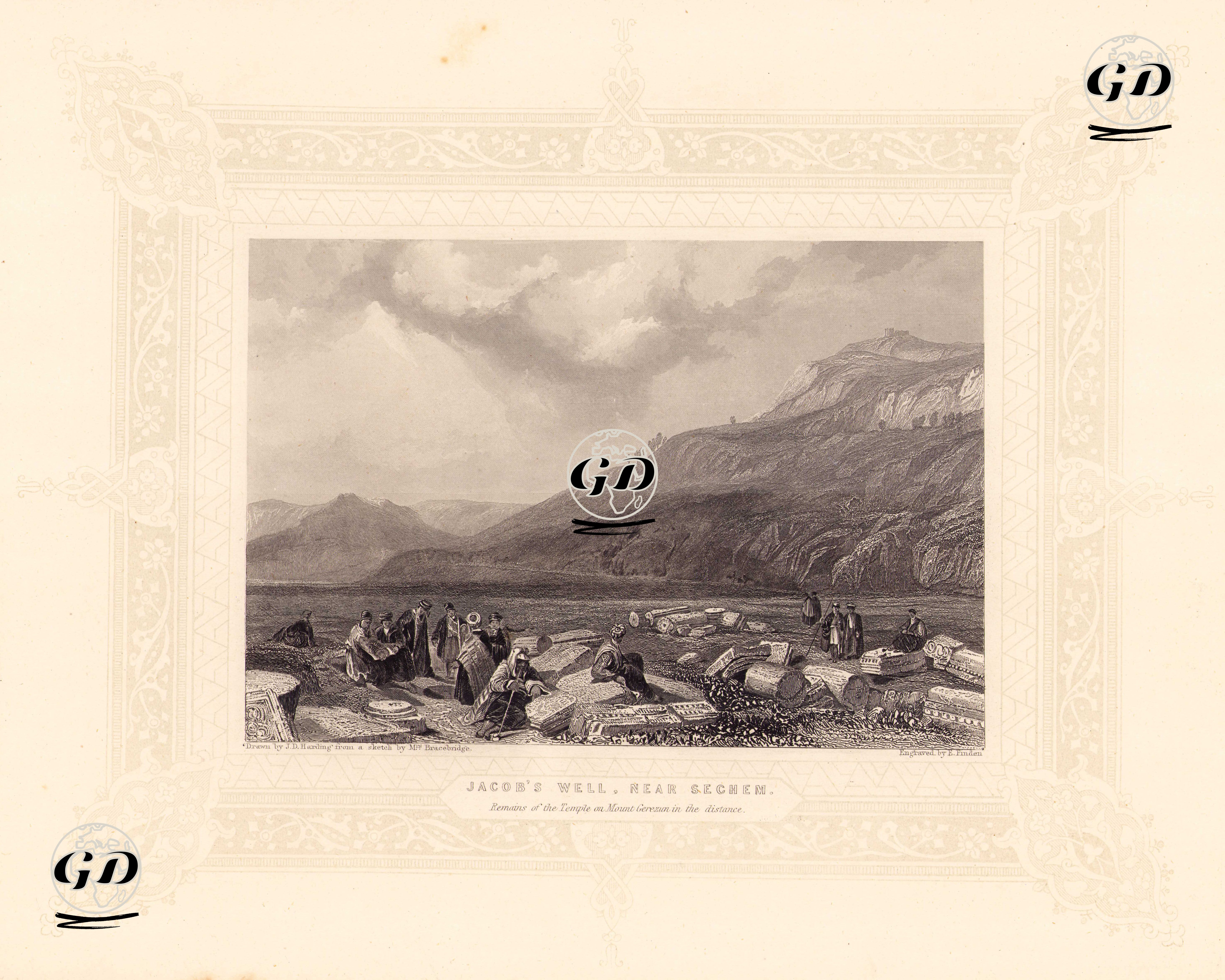 Sechem Yakınlarında Gerizim Dağının Üzerinde Tapınak Kalıntıları Görüntüsü İle Hazreti Yakup Kuyusu - James Duffield Harding (1798-1863) - 1834