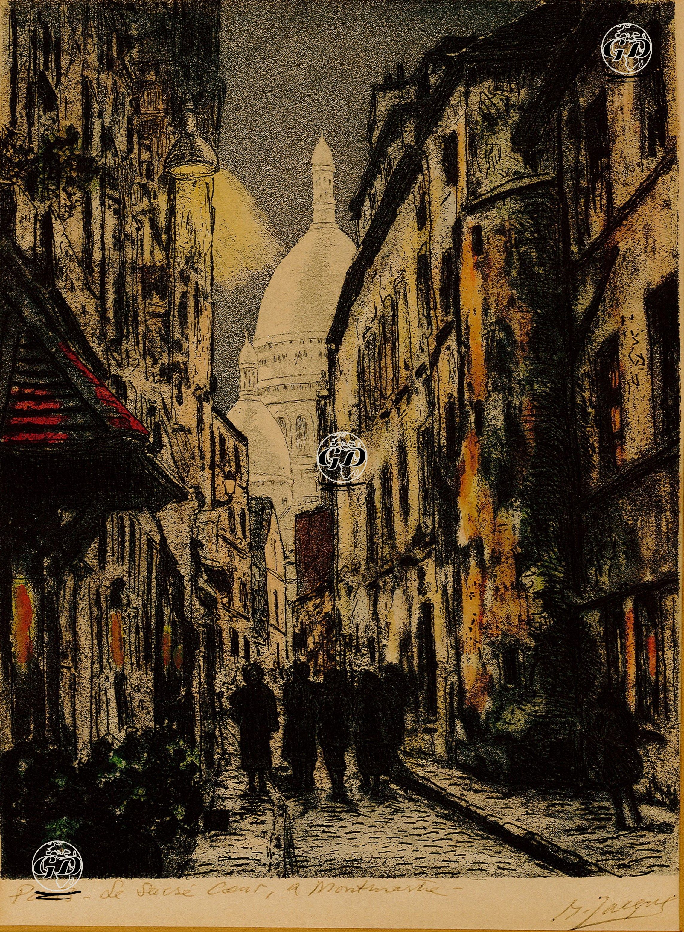 Paris'de Saint Rustique Caddesinden Sacre Coeur de Montmartre Katedrali - Maurice Jacque - 1880's